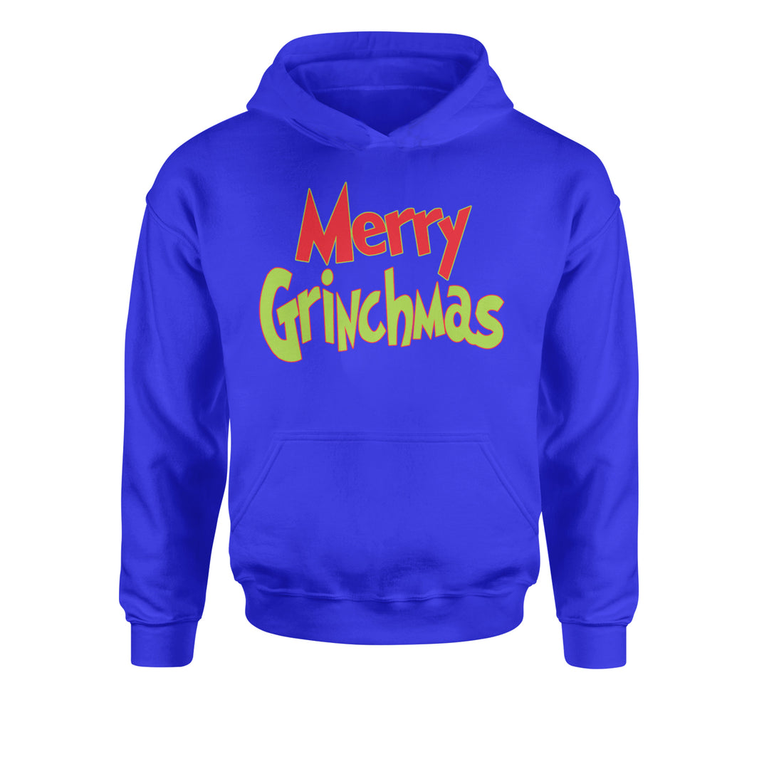 Merry Grinchmas Jolly Merry ChristmasYouth-Sized Hoodie Royal Blue