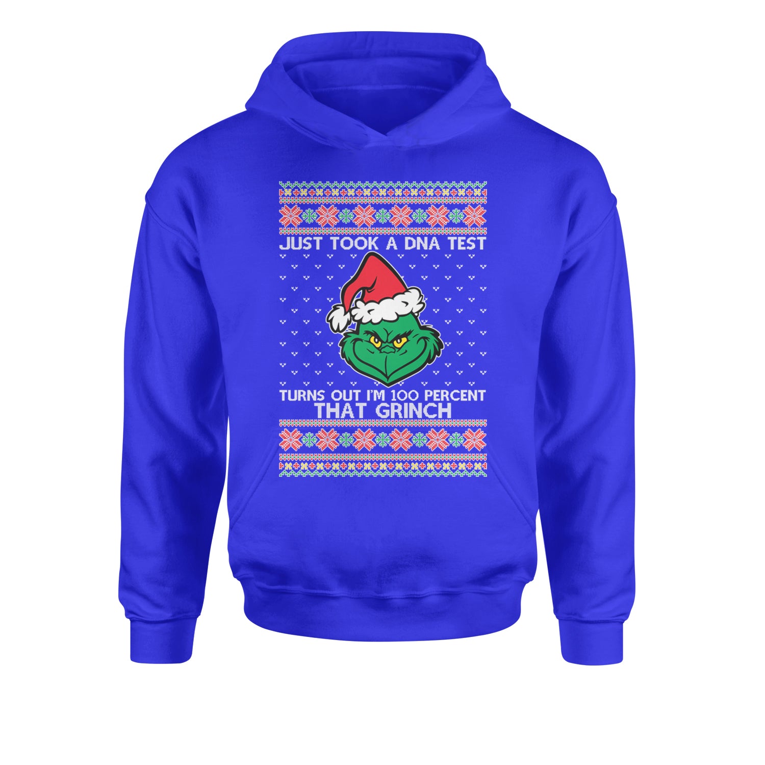 One Hundred Percent That Gr-nch Ugly Christmas Youth-Sized Hoodie Royal Blue