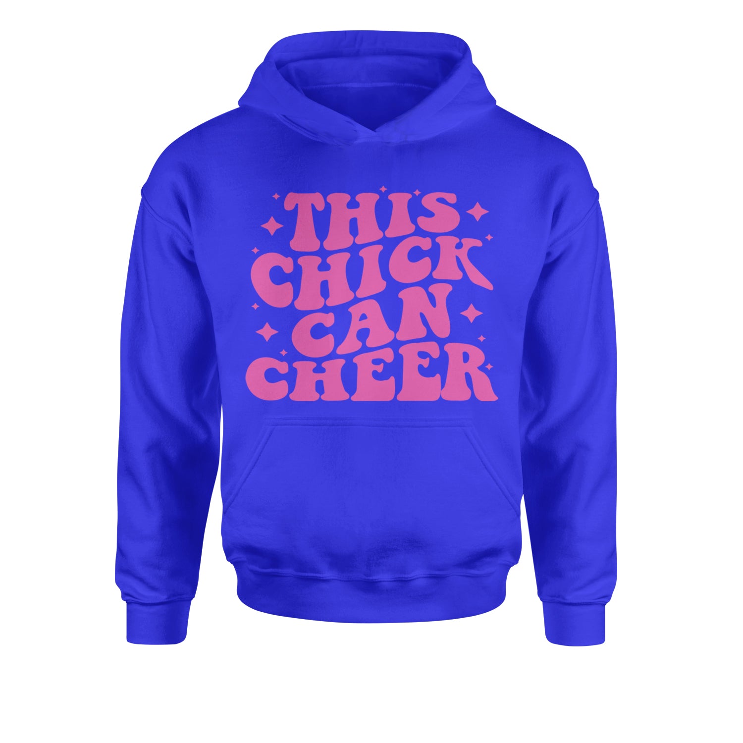 This Chick Can Cheer Youth-Sized Hoodie Royal Blue