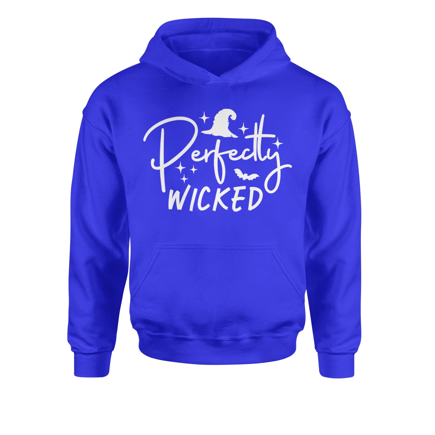 Perfectly Wicked Witchy Halloween Youth-Sized Hoodie Royal Blue