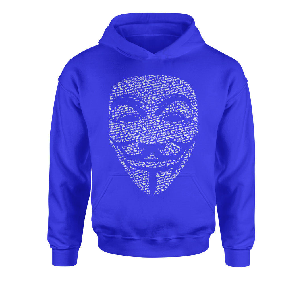 V For Vendetta Anonymous Mask Youth-Sized Hoodie Royal Blue