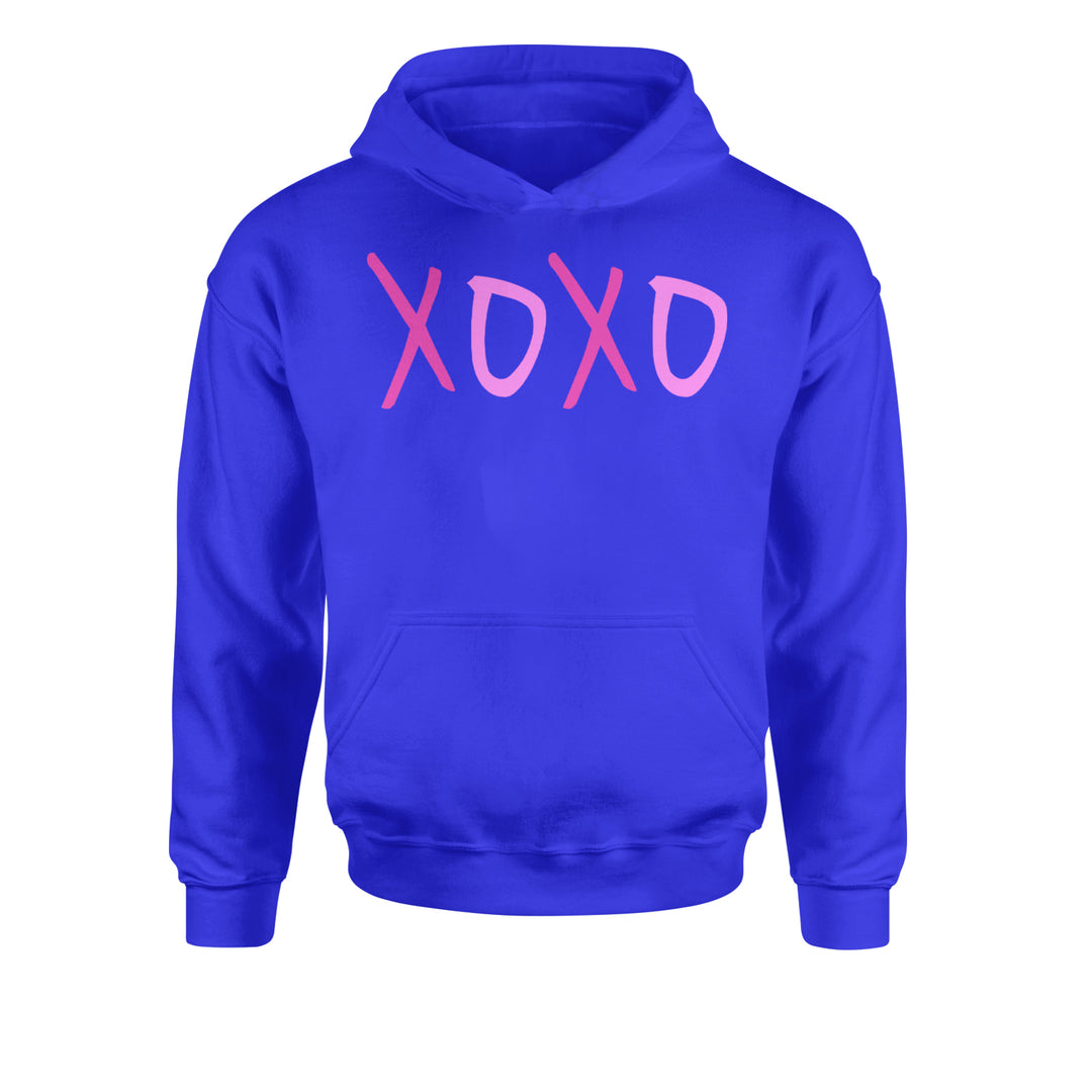XOXO Pink PrintYouth-Sized Hoodie Royal Blue