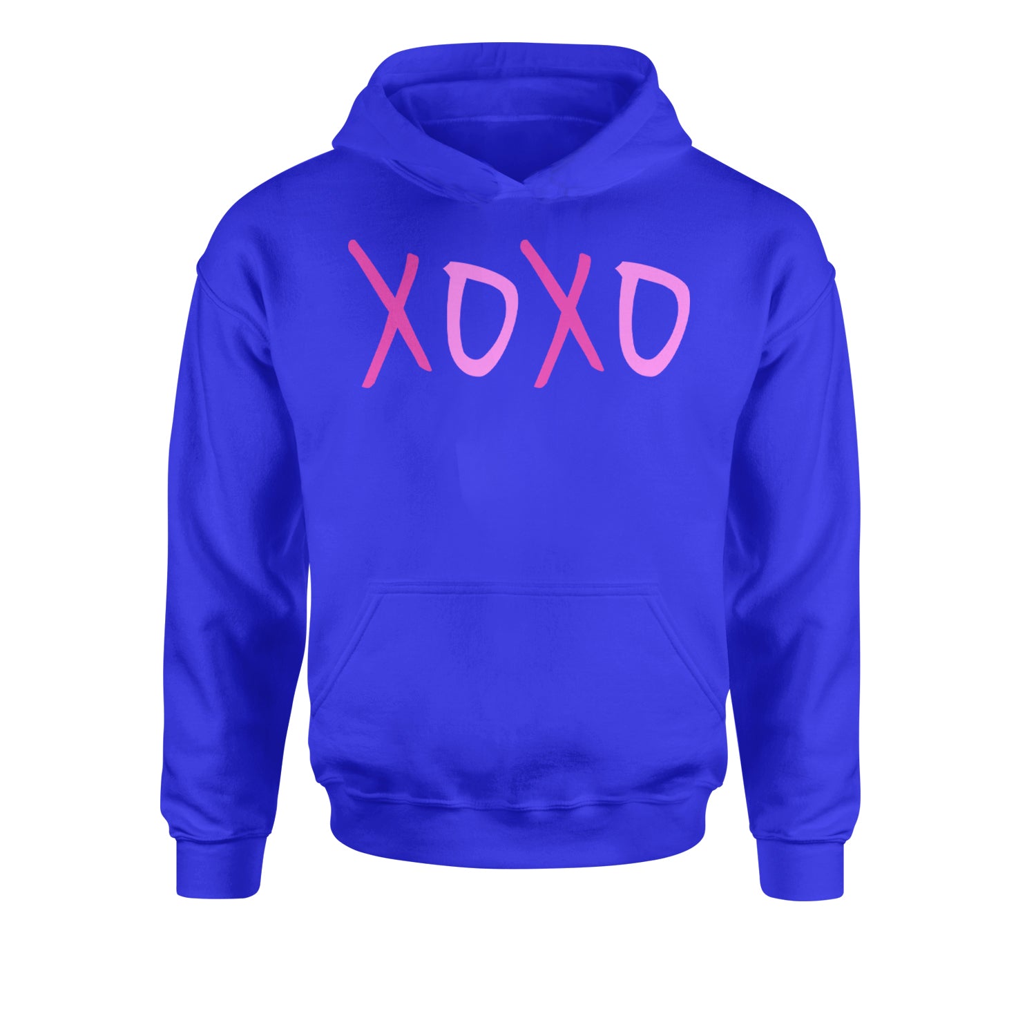 XOXO Pink PrintYouth-Sized Hoodie Royal Blue