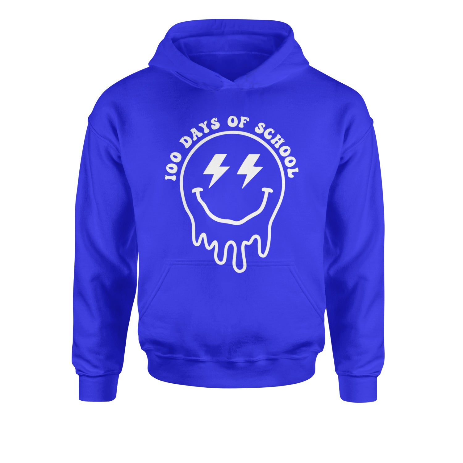 Melting Smile Face 100 Days Of School Youth-Sized Hoodie Royal Blue