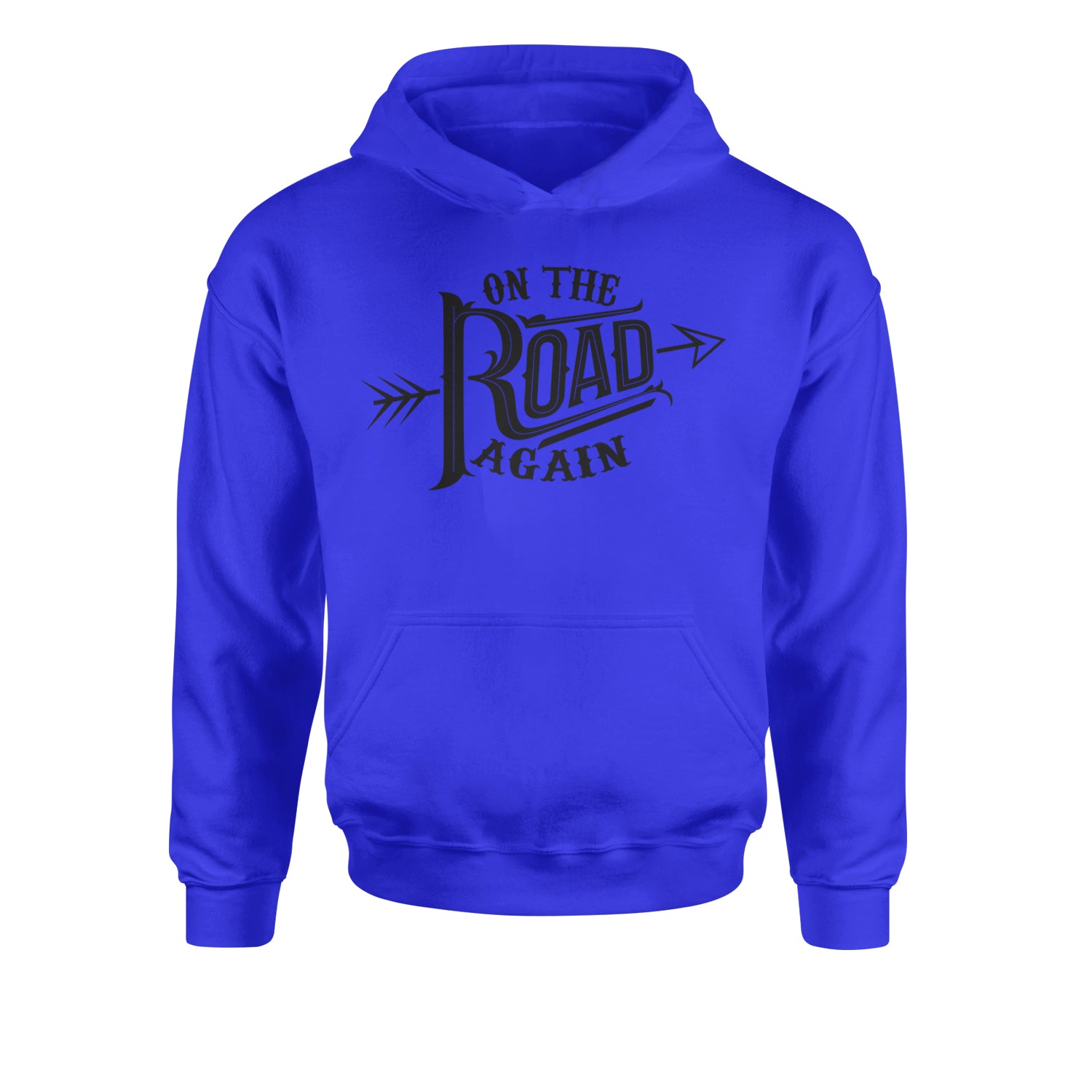 On The Road Again Hippy Country Music Youth-Sized Hoodie Royal Blue