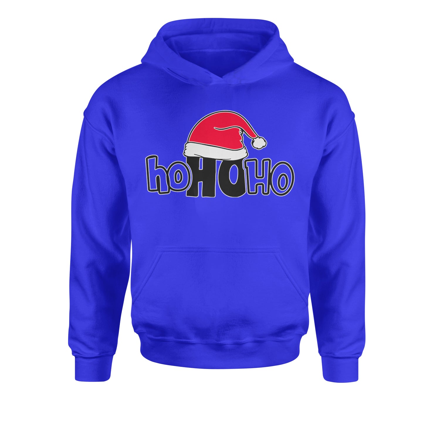 Ho Ho Ho Santa Christmas HatYouth-Sized Hoodie Royal Blue