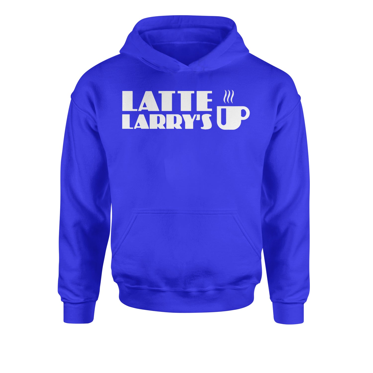 Latte Larry's Enthusiastic Coffee Youth-Sized Hoodie Royal Blue