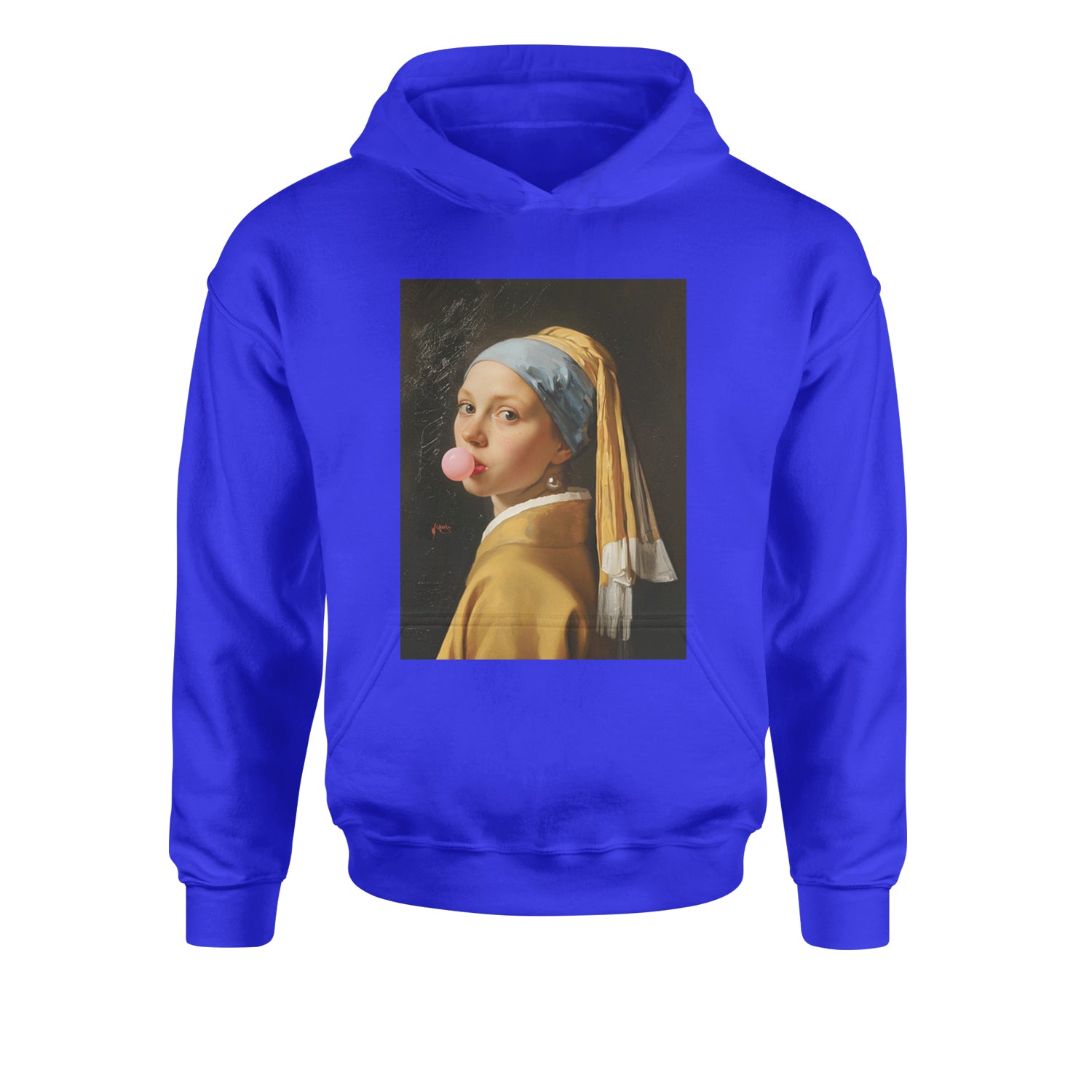 Girl with a Pearl Earring Bubble Gum Contemporary Art Youth-Sized Hoodie Royal Blue