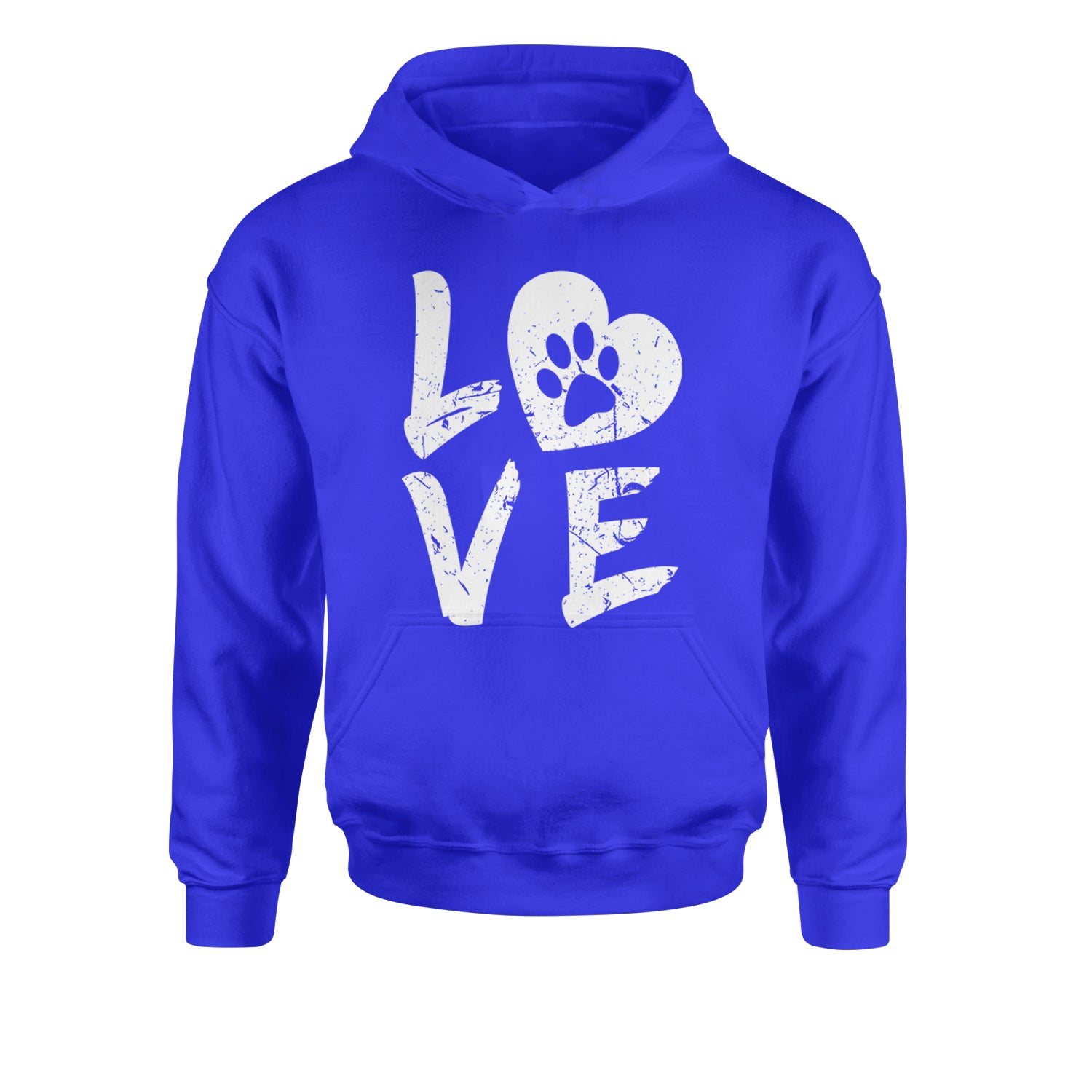 I Love My Dog Paw Print  Youth-Sized Hoodie Royal Blue