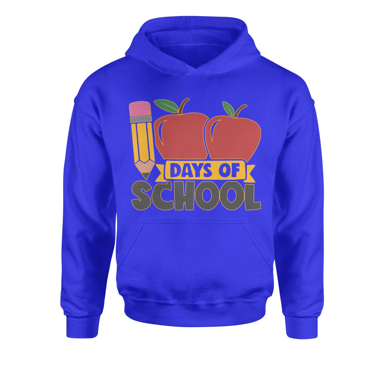 100 Days Of School Apple PencilYouth-Sized Hoodie Royal Blue