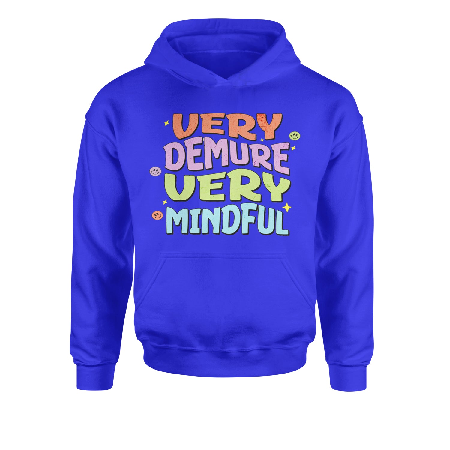 Very Demure, Very Mindful Youth-Sized Hoodie Royal Blue