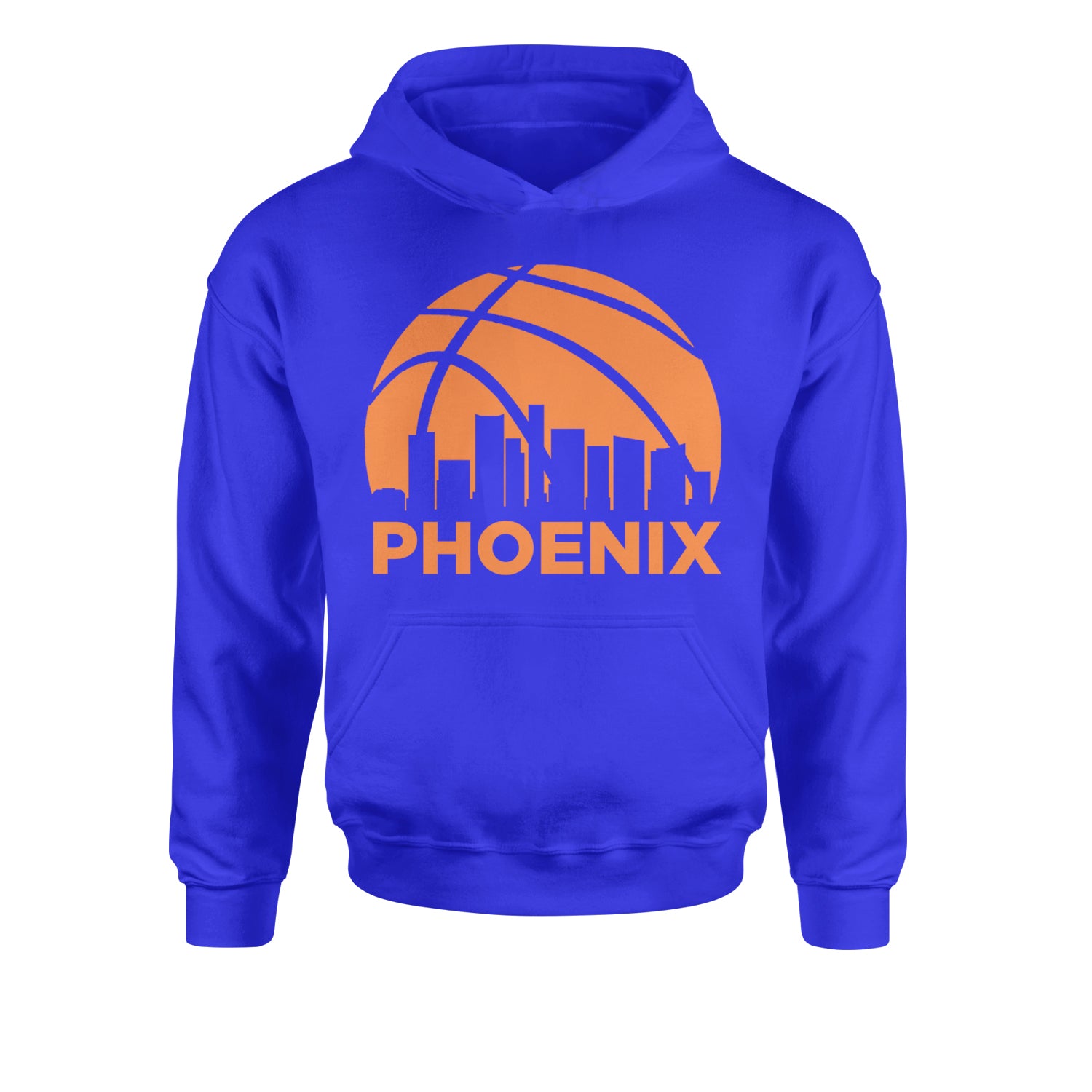 Phoenix Basketball Sunset City Skyline Youth-Sized Hoodie Royal Blue