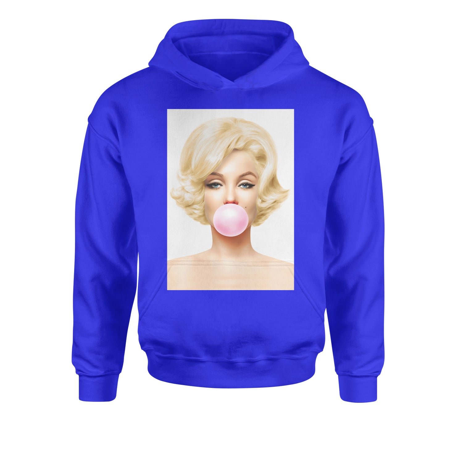 Ms. Monroe Pink Bubble Gum American Icon Youth-Sized Hoodie Royal Blue