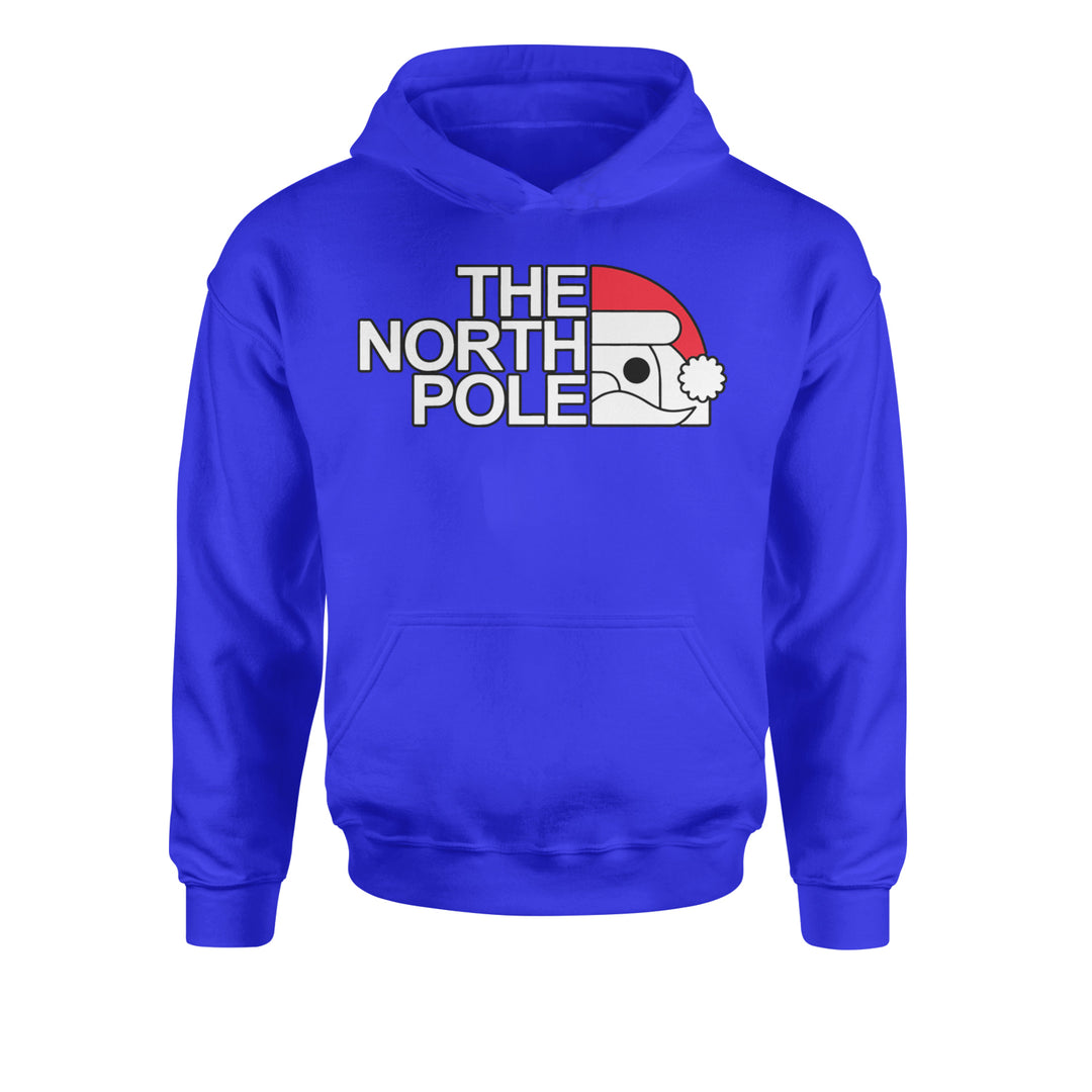 The North Pole Santa FaceYouth-Sized Hoodie Royal Blue