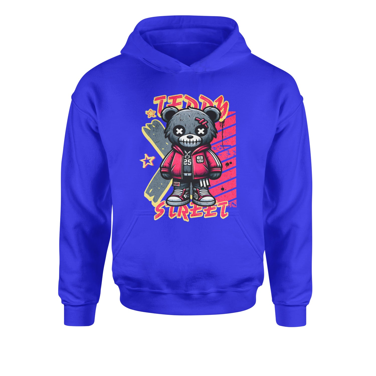 Teddy Attitude Urban Graffiti BearYouth-Sized Hoodie Royal Blue