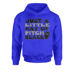 Just A Little Ray of Pitch Black graphic on Kids' Heavyweight Fleece Pullover Hoodie alternate view 5
