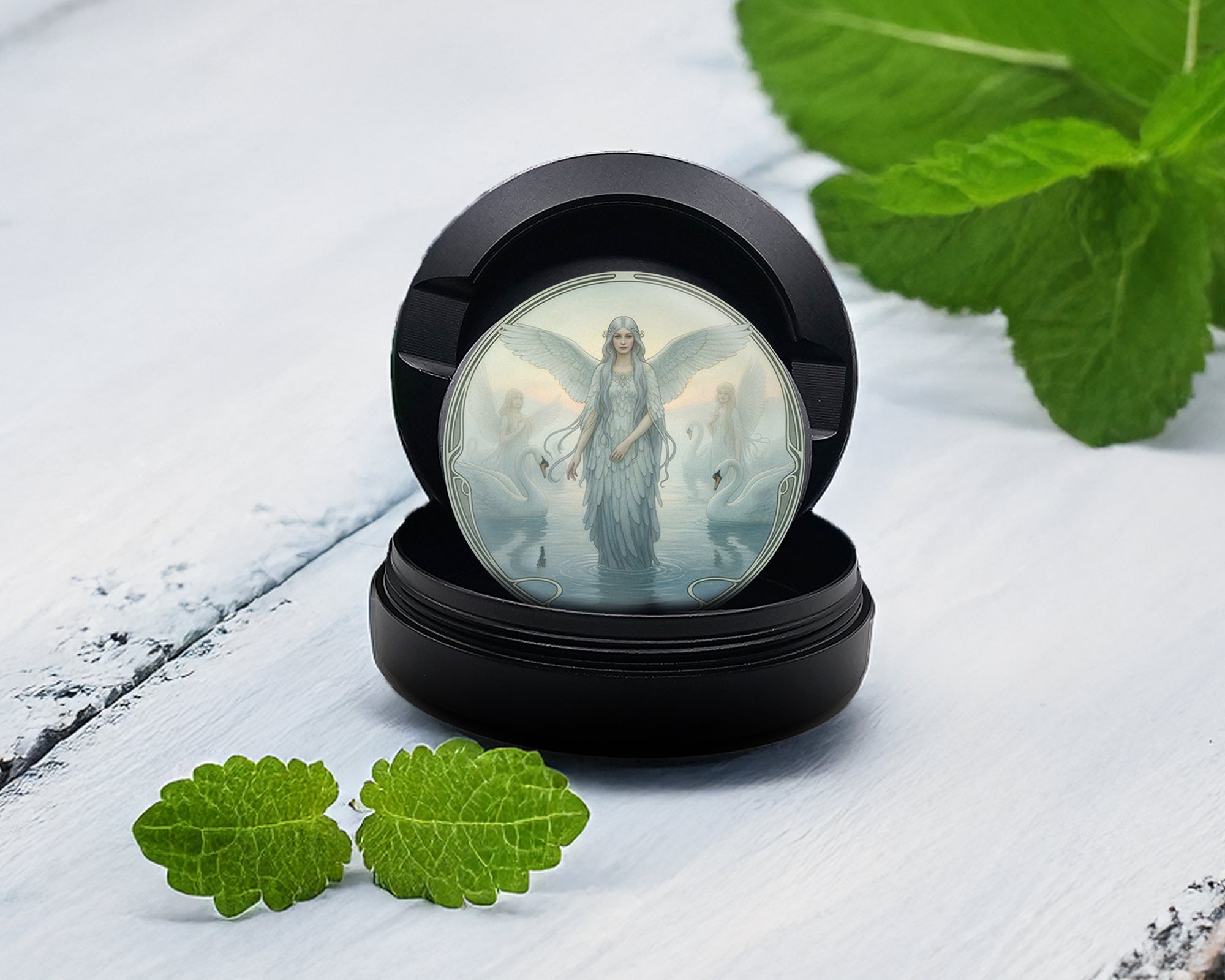 Zyn Storage Case Art Nouveau Swan Angelic Vision Black