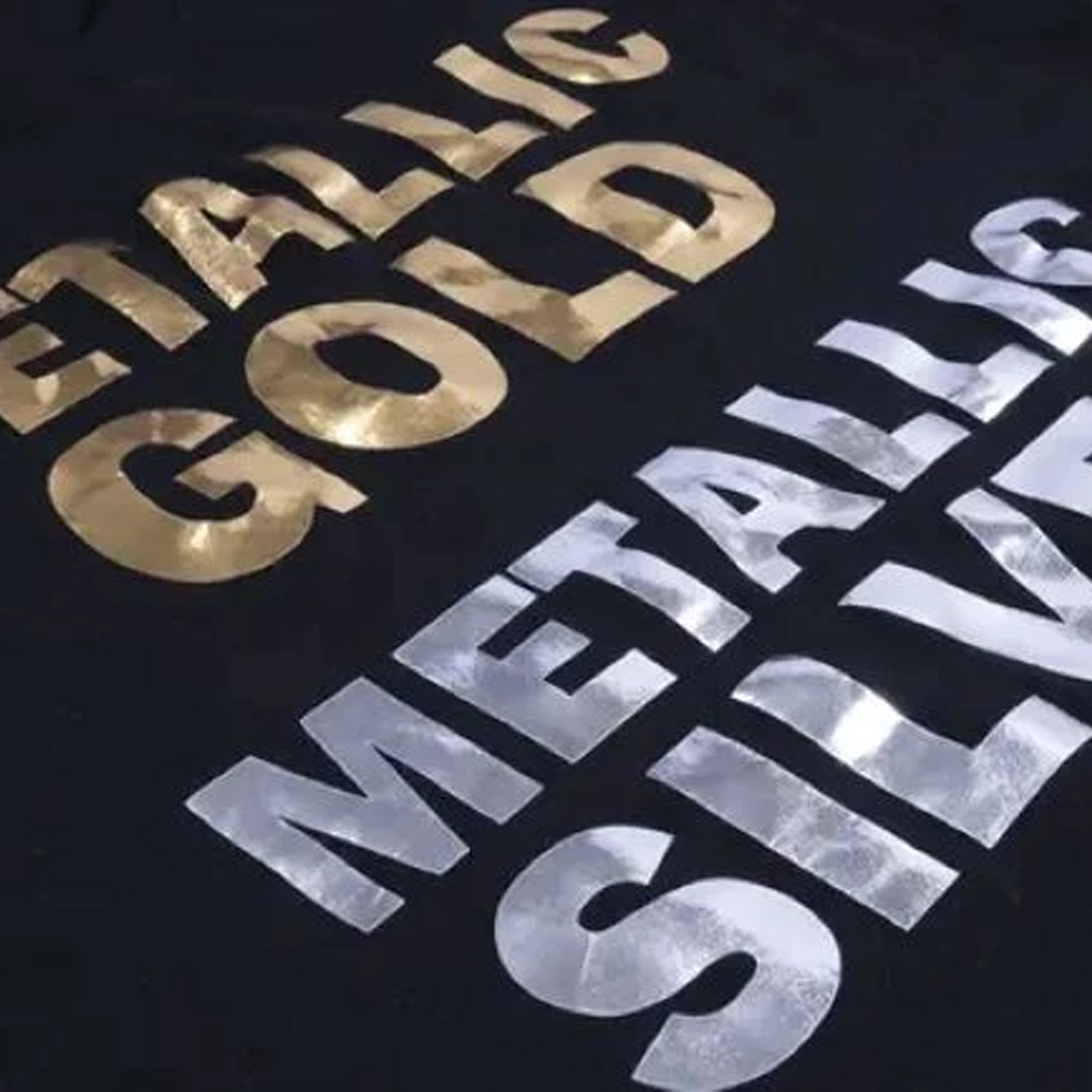 Close-up example of Metallic custom apparel printing