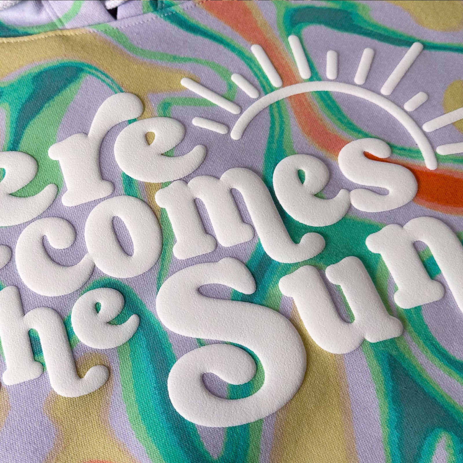 Close-up example of Puff custom apparel printing