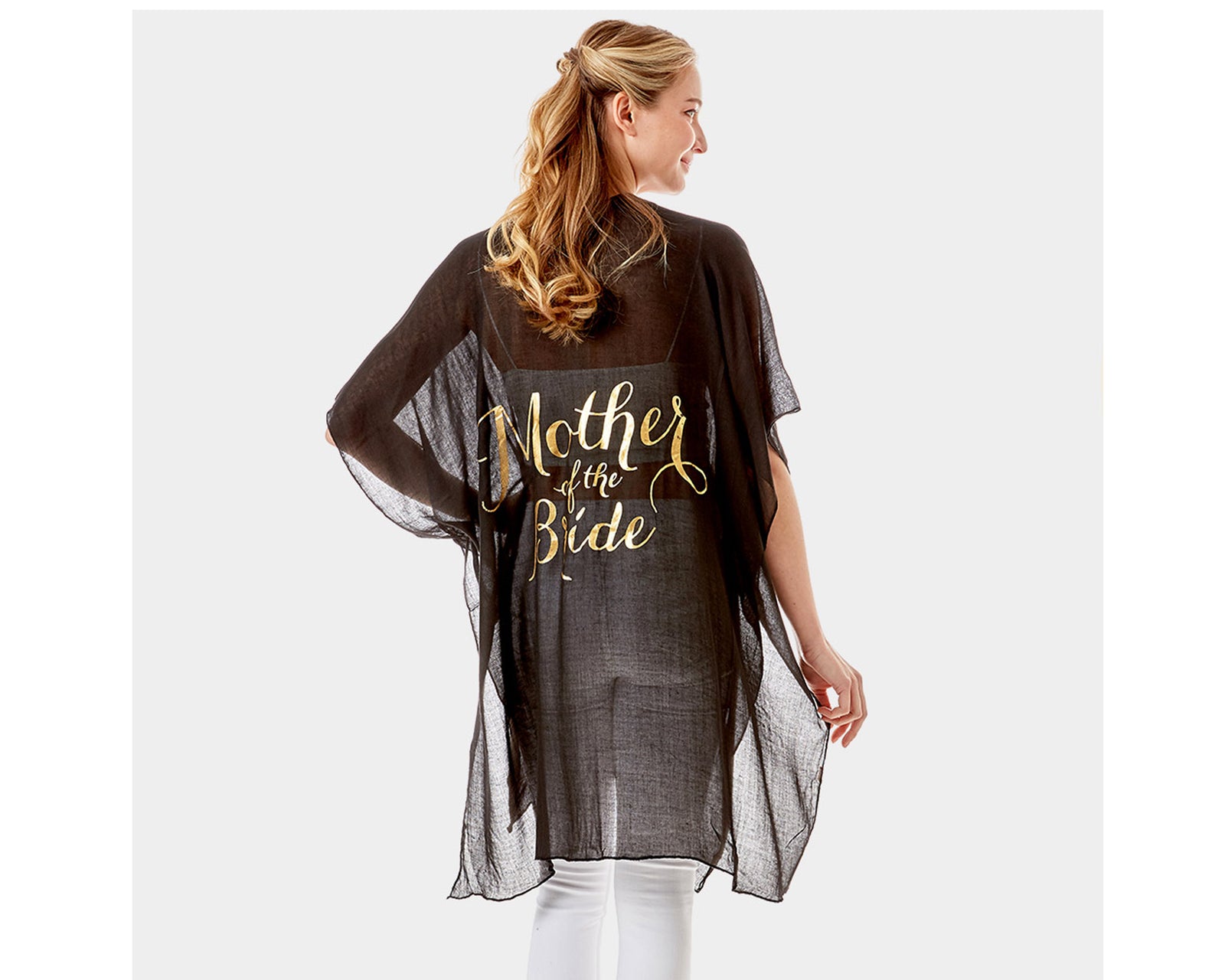 Mother Of The Bride Sheer Cover-Up Kimono Poncho | Easy On & Off Open Front | Perfect for Make-up and Hair Styling | Weddings Mom bathing suit, beach, bikini, bridal, bridal party, bride, coverup, hair, kimono, makeup, pool, poolside, suntanning, tanning,