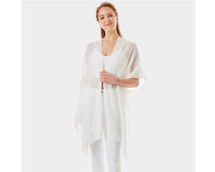 Mother Of The Bride Sheer Cover-Up Kimono Poncho | Easy On & Off Open Front | Perfect for Make-up and Hair Styling | Weddings Mom bathing suit, beach, bikini, bridal, bridal party, bride, coverup, hair, kimono, makeup, pool, poolside, suntanning, tanning,