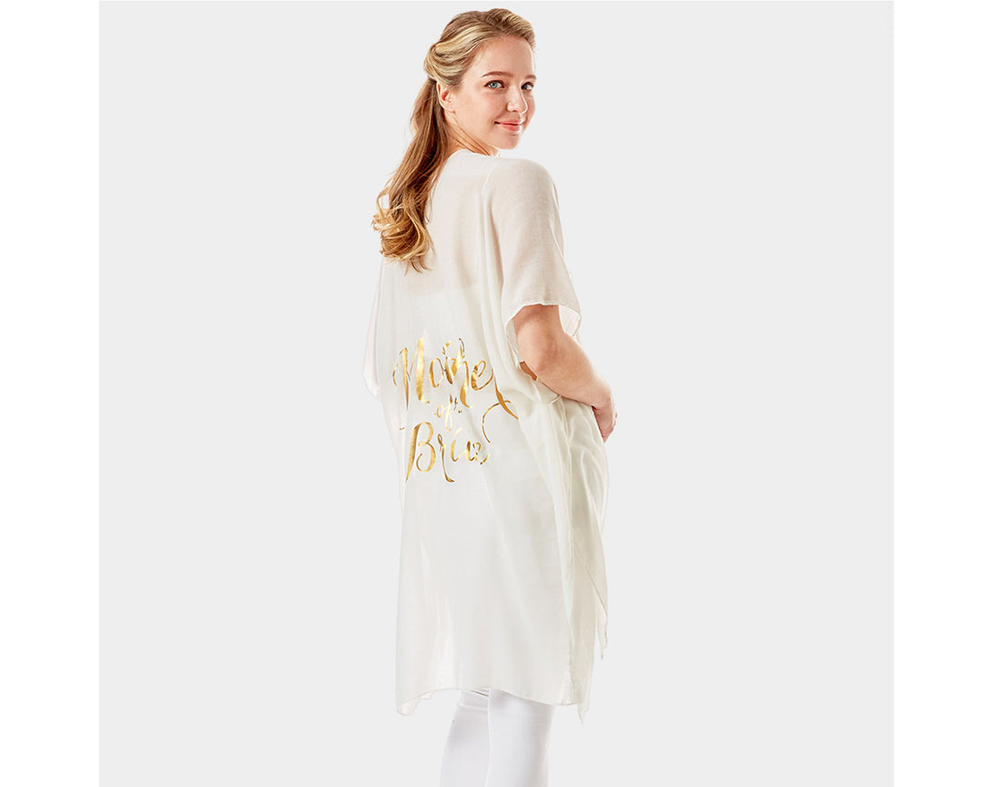 Mother Of The Bride Sheer Cover-Up Kimono Poncho | Easy On & Off Open Front | Perfect for Make-up and Hair Styling | Weddings Mom bathing suit, beach, bikini, bridal, bridal party, bride, coverup, hair, kimono, makeup, pool, poolside, suntanning, tanning,
