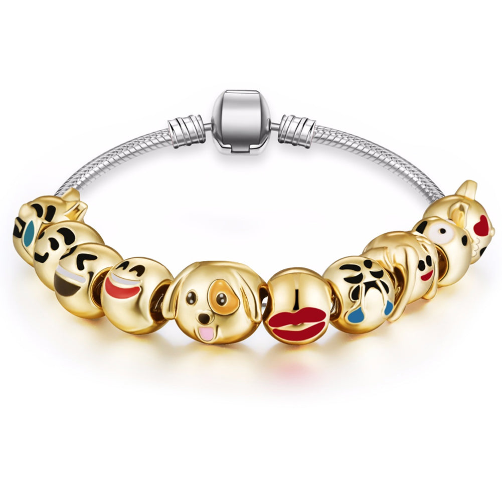 Emoji Slide Bracelets - Style #2 Emoji Jewelry, emoticon, pandora, smiley face by Expression Tees