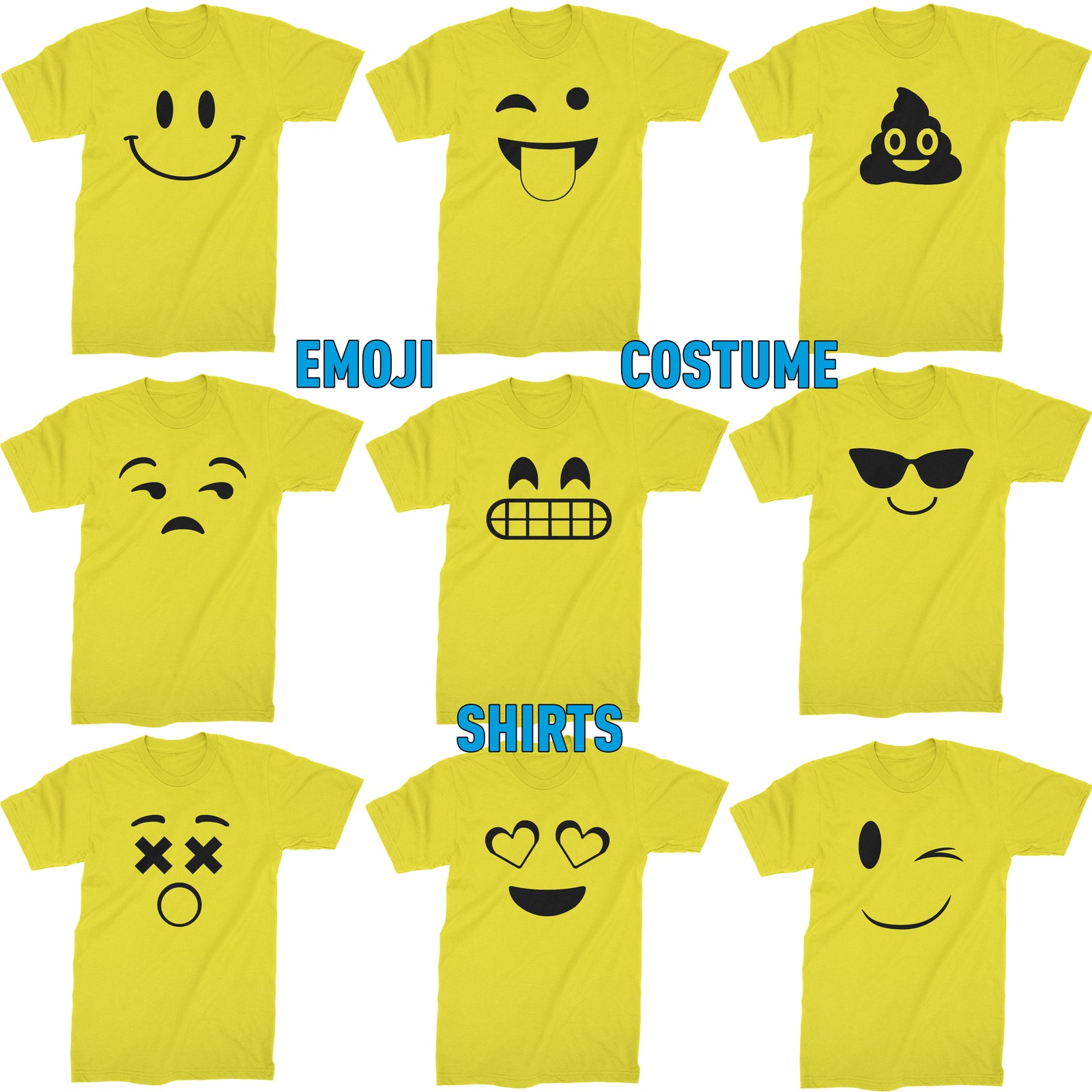 Kids Emoji Smile Face Emoticon T-shirt Collection Halloween Costume emoji, emoji clothing, emoji shirt, emoji t-shirt, emoji tee, emoji tshirt, emoji tshirts, emoticon, emoticon shirt, halloween costume, heart eyes, poop, poop emoji, smiley, smiley face,