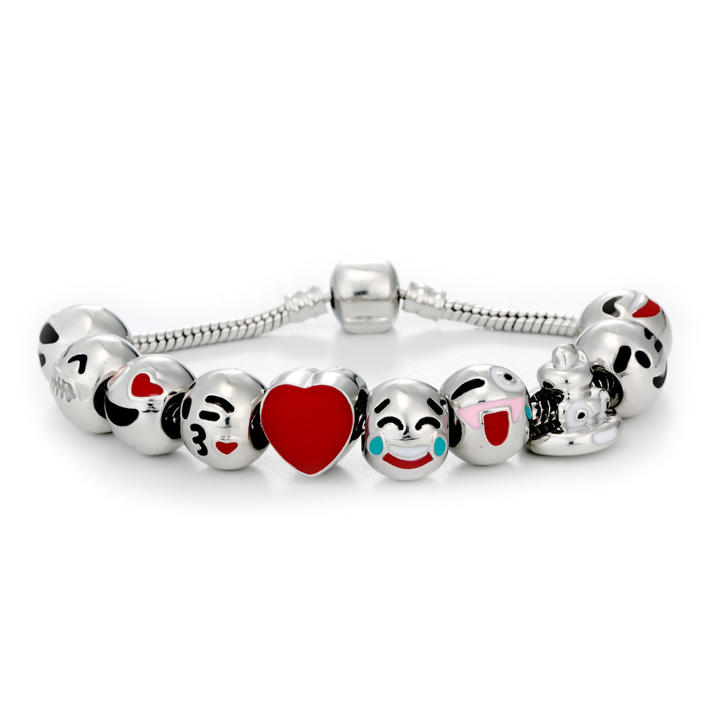 Emoji Slide Bracelets - Style #3 Emoji Jewelry, emoticon, pandora, smiley face by Expression Tees