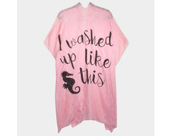 I Washed Up Like This Sea Horse Sheer Cover-Up Kimono Poncho | Easy On & Off Open Front | Perfect for the Beach, Covering Up Bathing Suit bathing suit, beach, bikini, coverup, kimono, pool, poolside, suntanning, tanning by Expression Tees