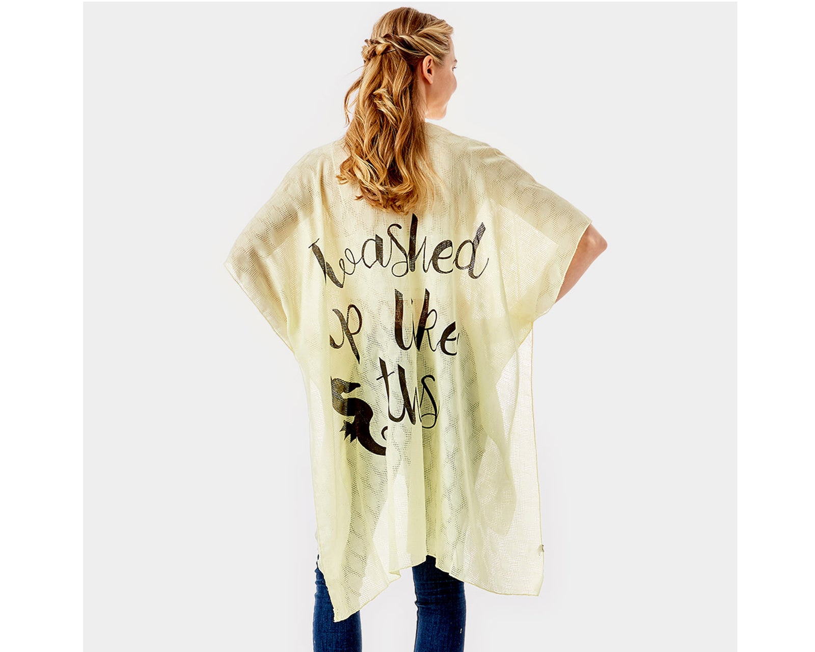 I Washed Up Like This Sea Horse Sheer Cover-Up Kimono Poncho | Easy On & Off Open Front | Perfect for the Beach, Covering Up Bathing Suit bathing suit, beach, bikini, coverup, kimono, pool, poolside, suntanning, tanning by Expression Tees