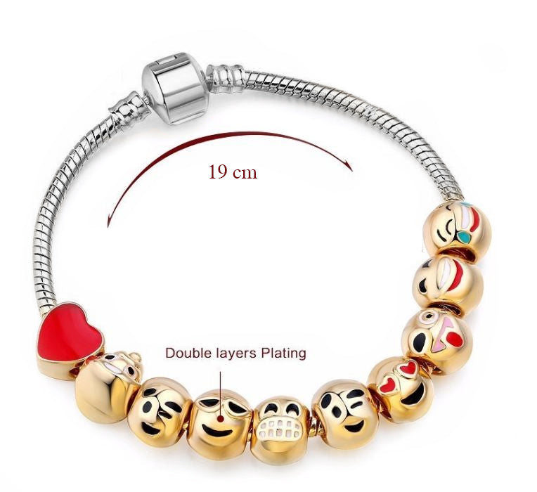 Emoji Slide Bracelets - Style #1 Emoji Jewelry, emoticon, pandora, smiley face by Expression Tees