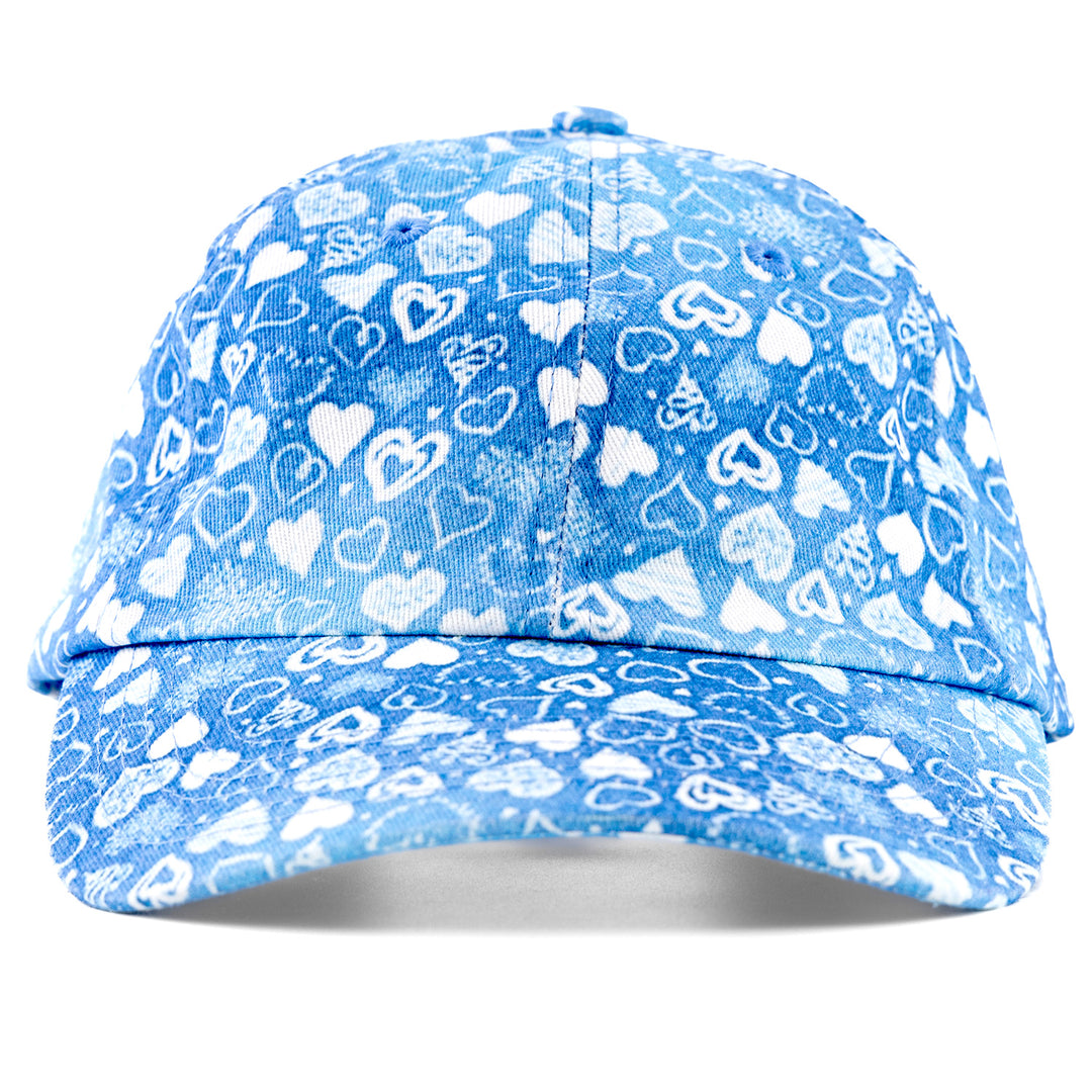 Blue Hearts Satin-Lined Baseball Hat fleur, fleurdelis, football, new orleans, neworleans, nola, saints, who dat, whodat by Expression Tees