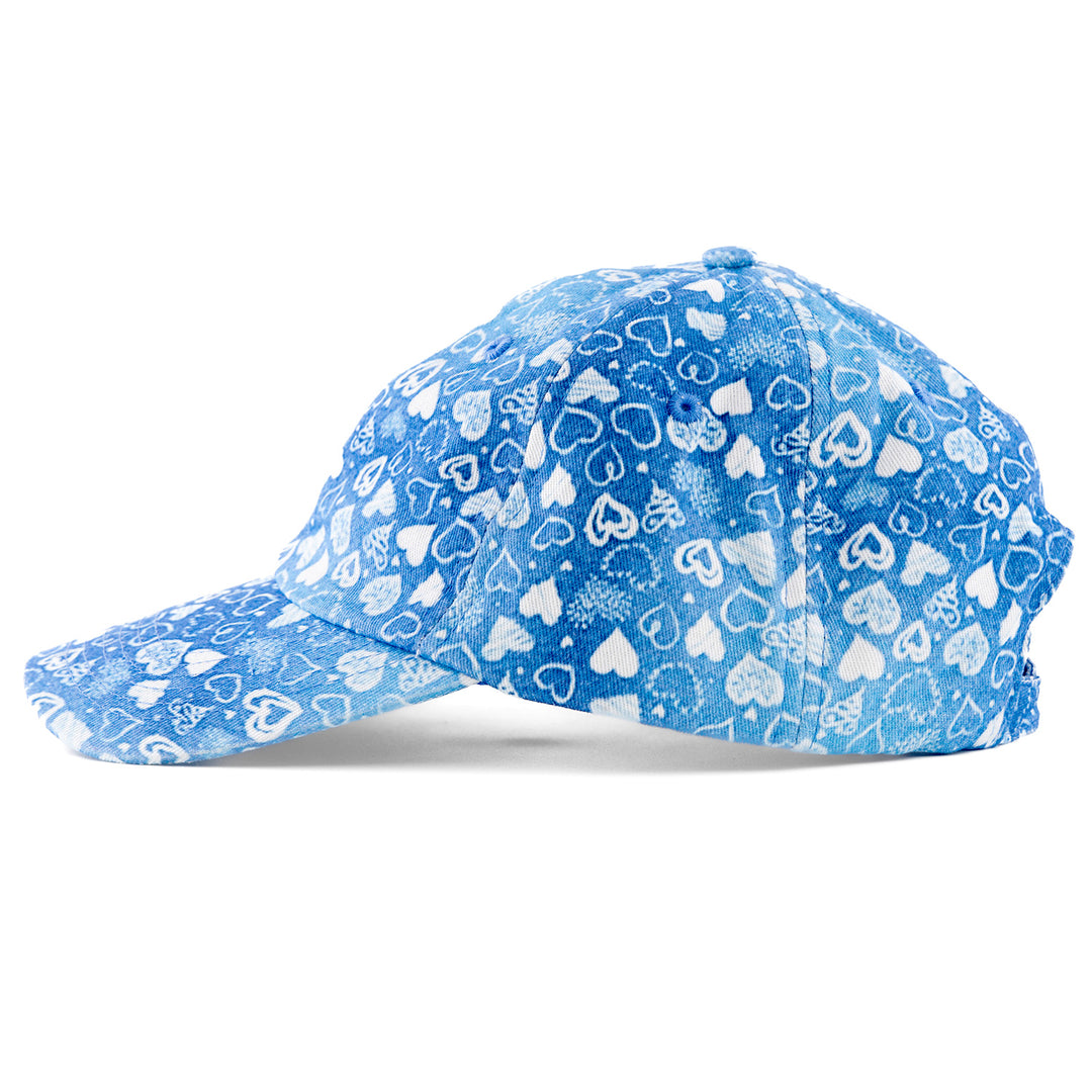 Blue Hearts Satin-Lined Baseball Hat fleur, fleurdelis, football, new orleans, neworleans, nola, saints, who dat, whodat by Expression Tees
