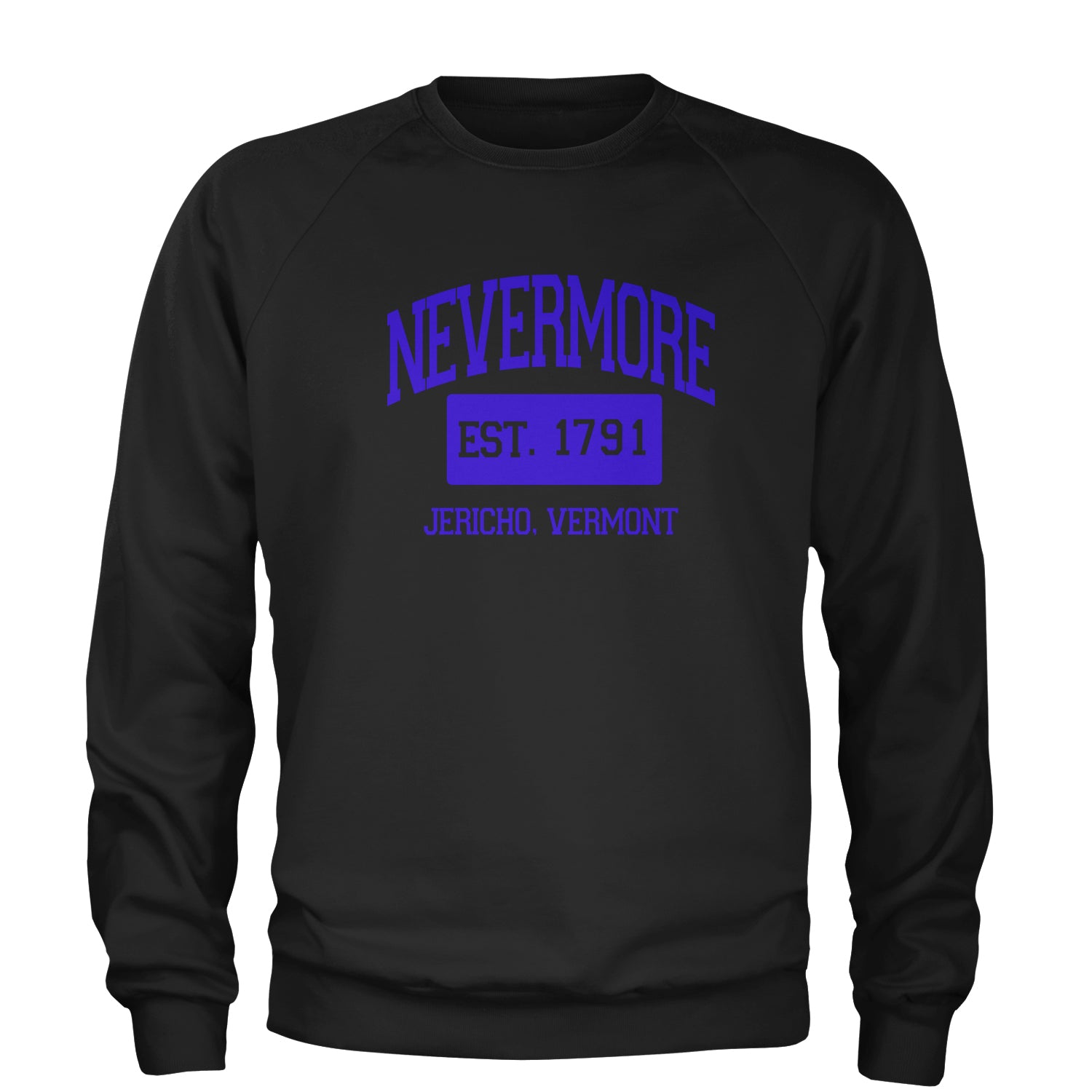 Nevermore Academy Wednesday Adult Crewneck Sweatshirt addams, family, gomez, morticia, pugsly, ricci, Wednesday by Expression Tees