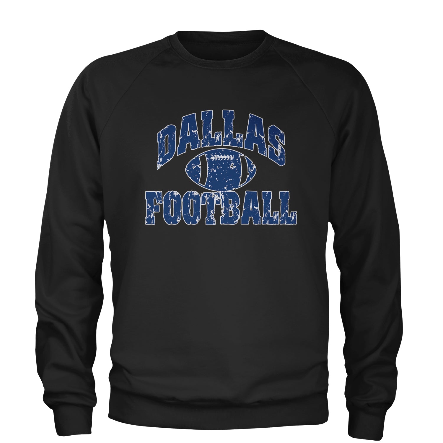 Dallas Distressed Football Adult Crewneck Sweatshirt
