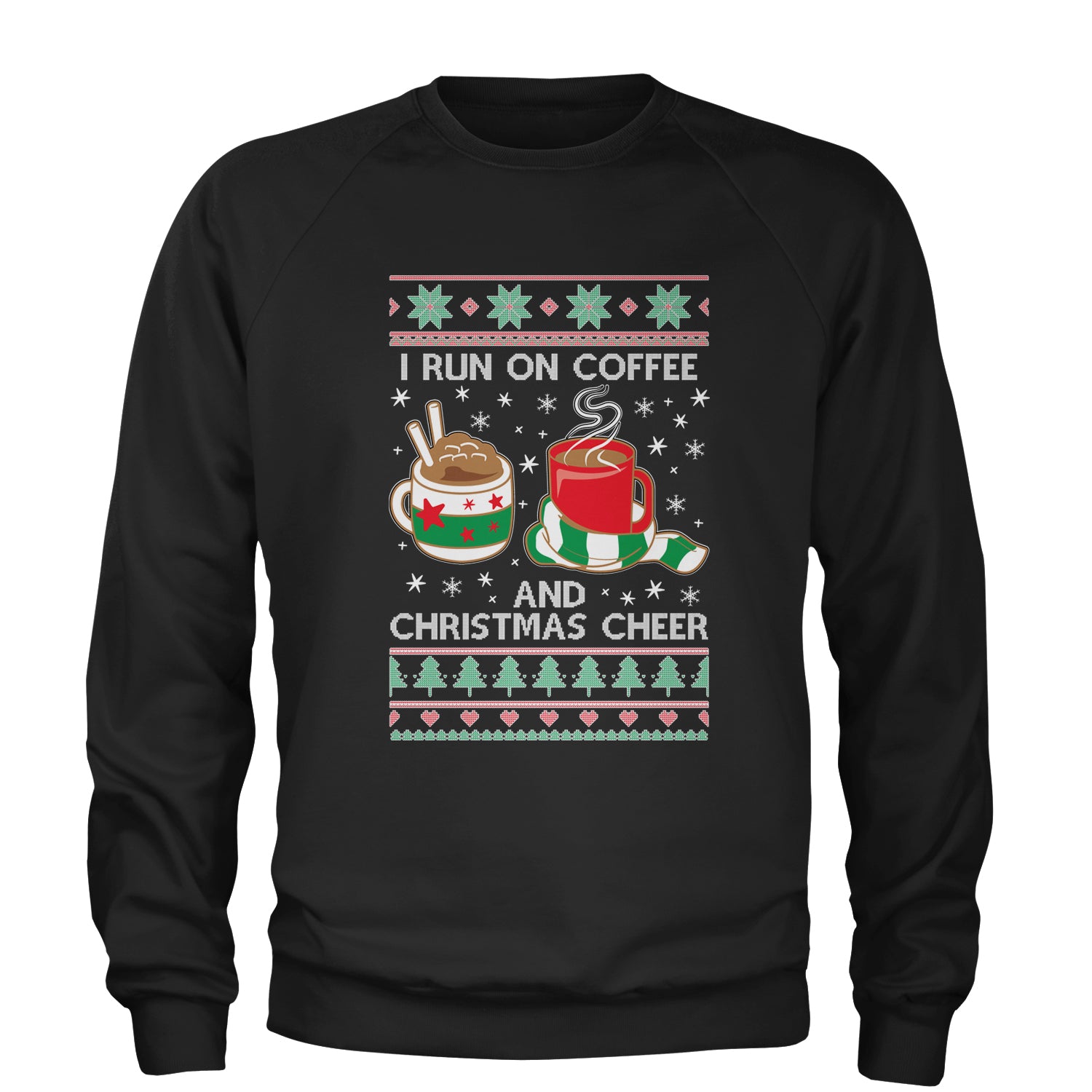 I Run On Coffee And Christmas Cheer Adult Crewneck Sweatshirt christmas, sweater, sweatshirt, ugly by Expression Tees