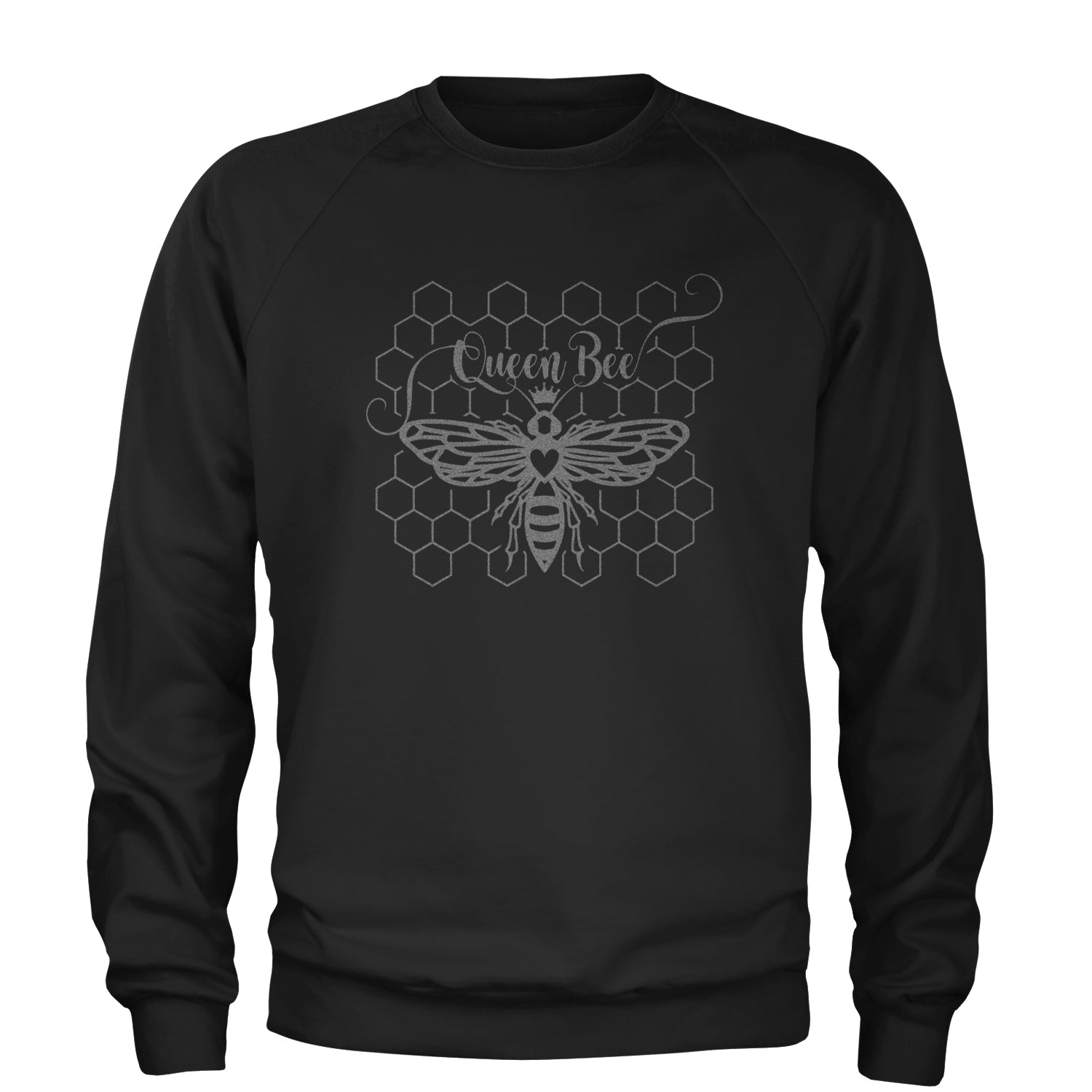 Beehive Queen Bee Metallic Silver Witty Bee Hive Design Adult Crewneck Sweatshirt