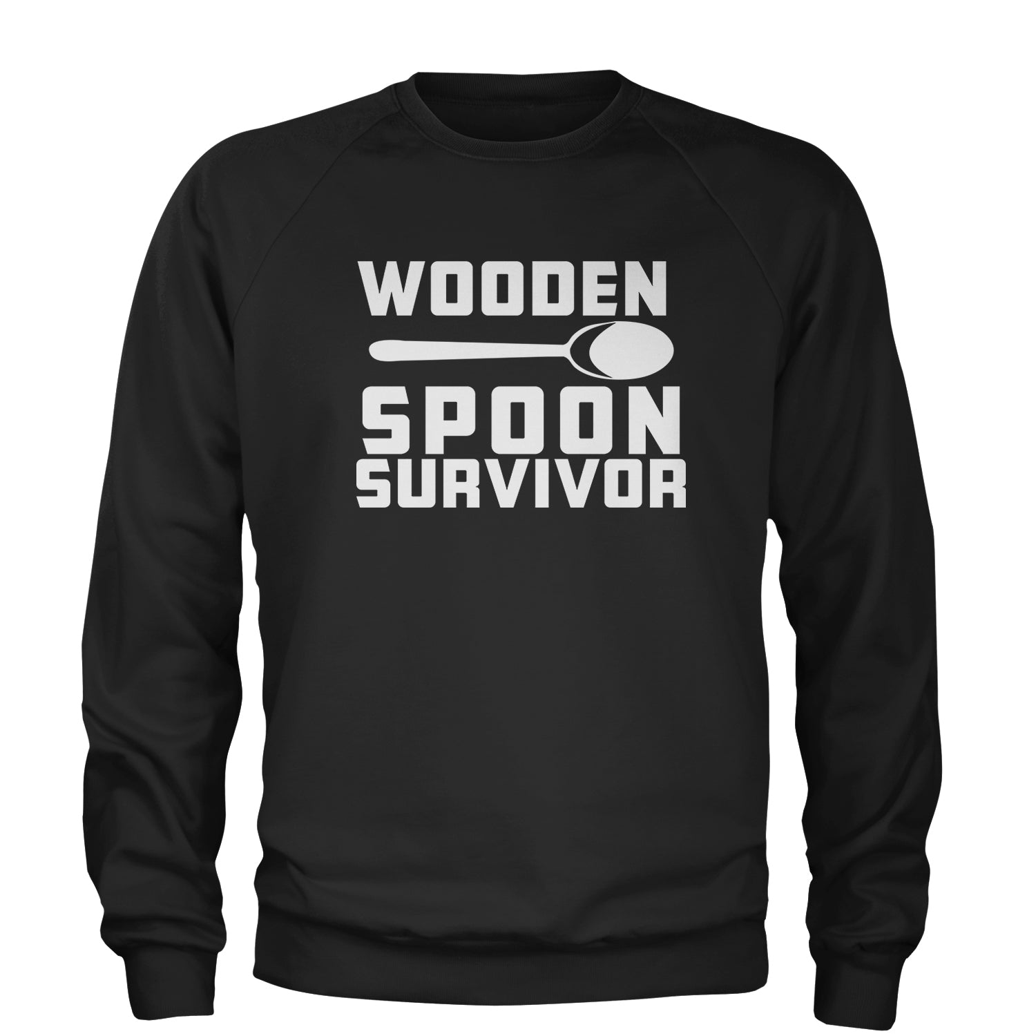 Wooden Spoon Survivor Adult Crewneck Sweatshirt funny, shirt, spoon, survivor, wooden by Expression Tees