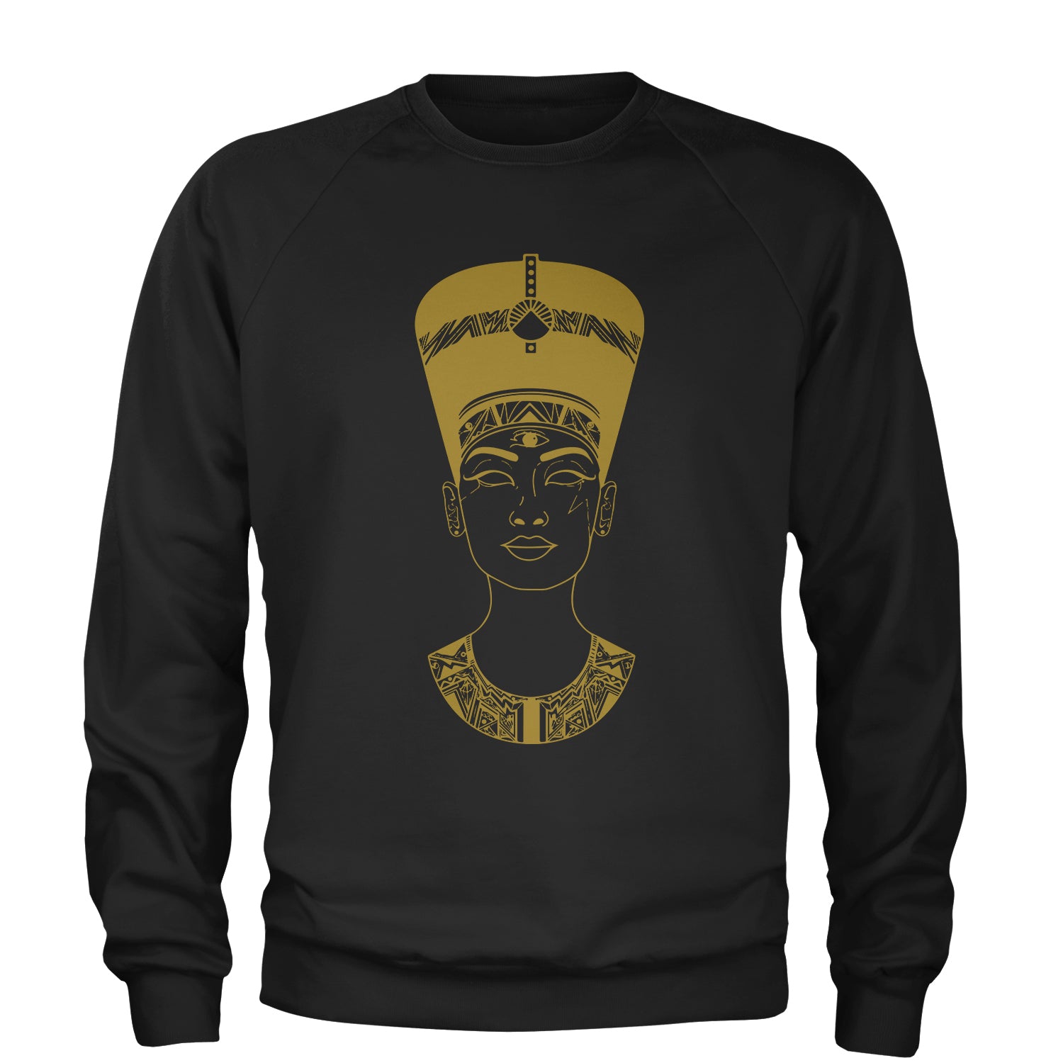 Nefertiti Egyptian Queen Adult Crewneck Sweatshirt african, american, aten, egyptian, goddess by Expression Tees