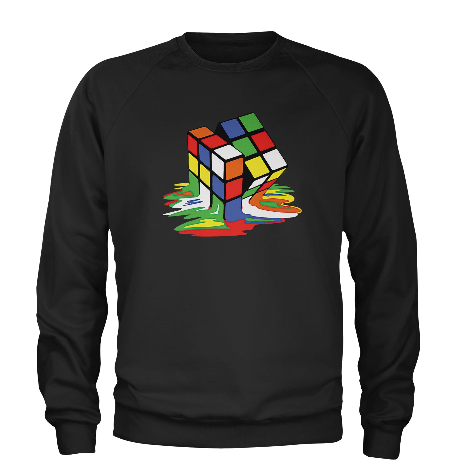 Melting Multi-Colored Cube Adult Crewneck Sweatshirt gamer, gaming, nerd, shirt by Expression Tees