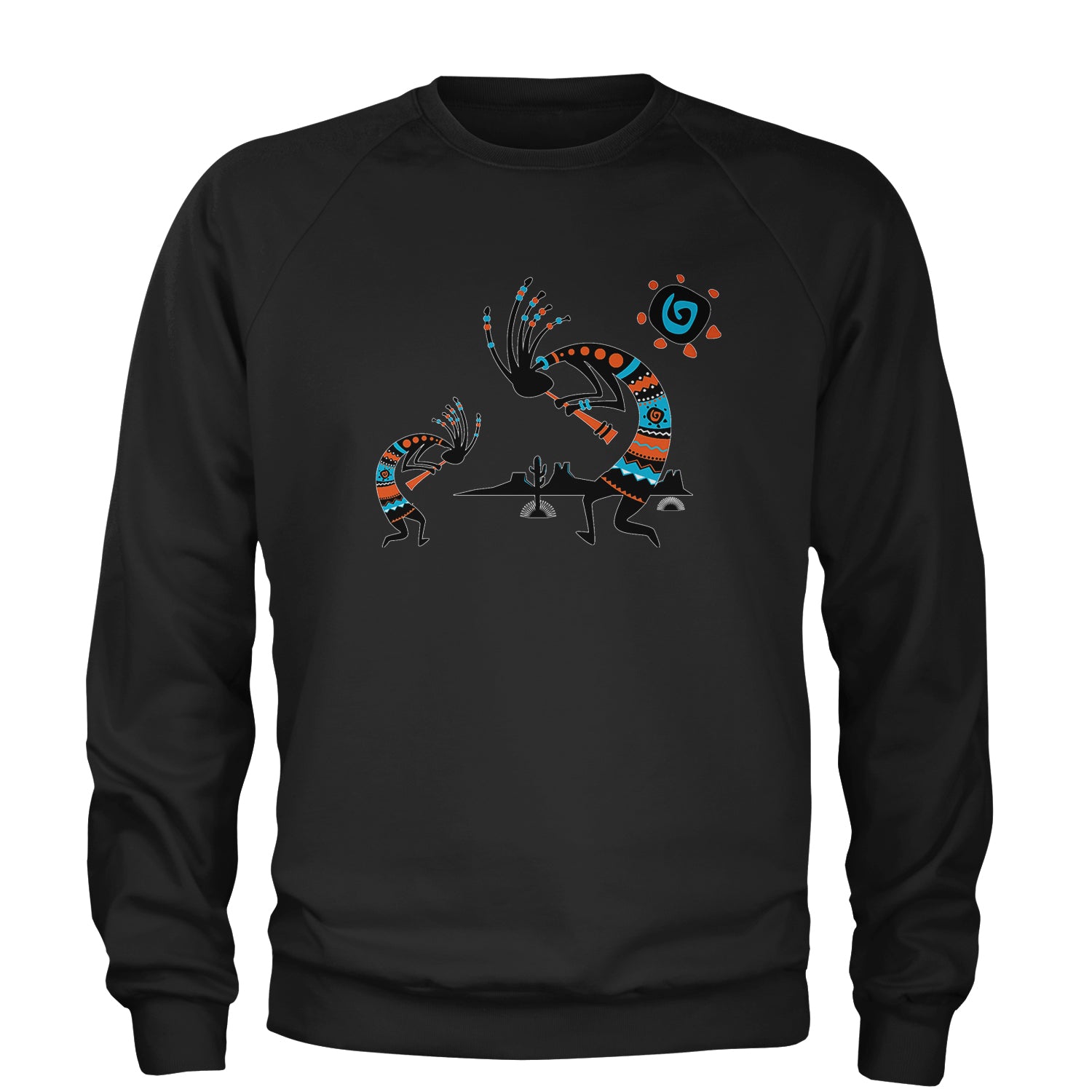 Native American Kokopelli Southwest Adult Crewneck Sweatshirt american, hopi, indian, native, navajo by Expression Tees