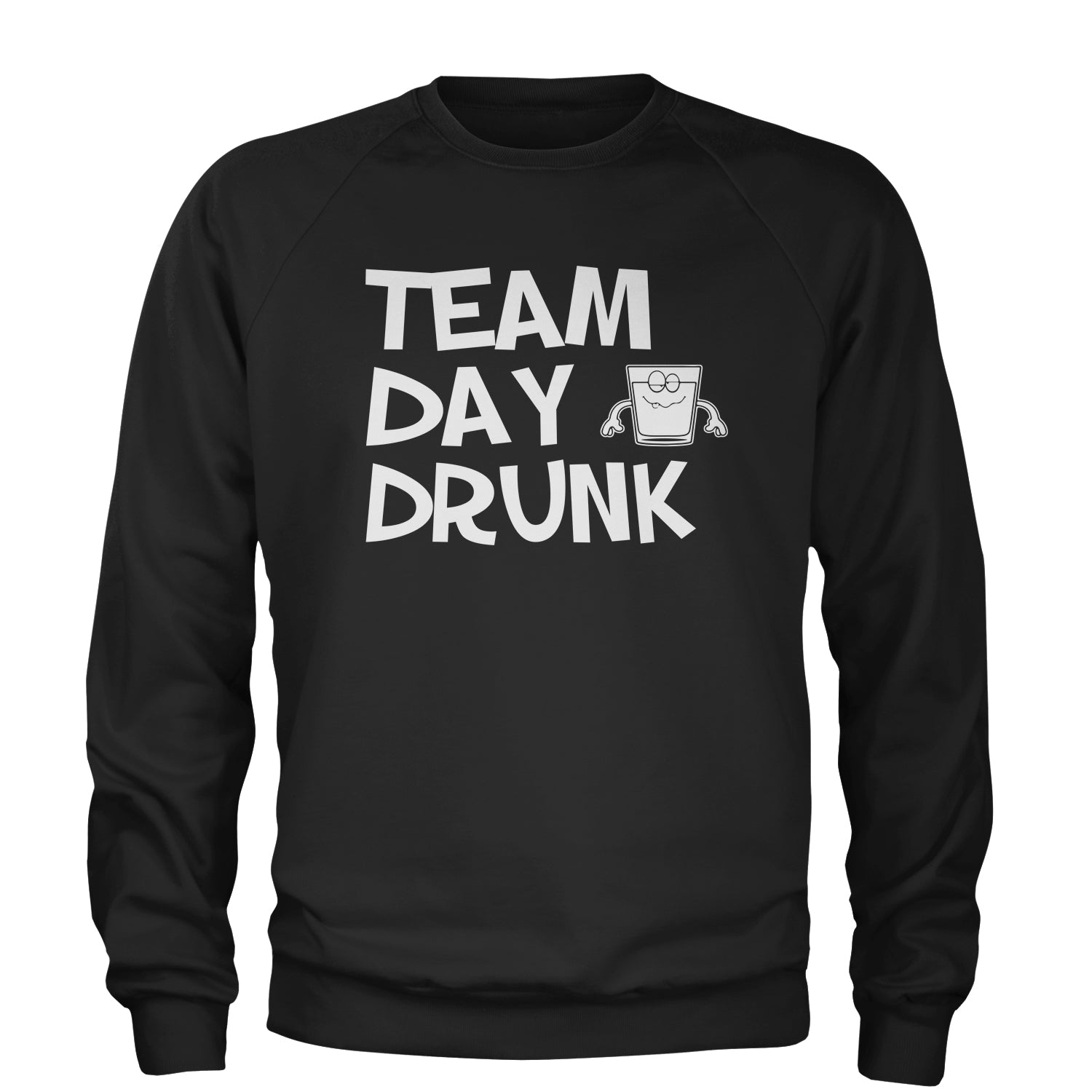 Team Day Drunk Adult Crewneck Sweatshirt beer, day, drinking, fun, funday, shots, Sunday, tatsing, wine by Expression Tees