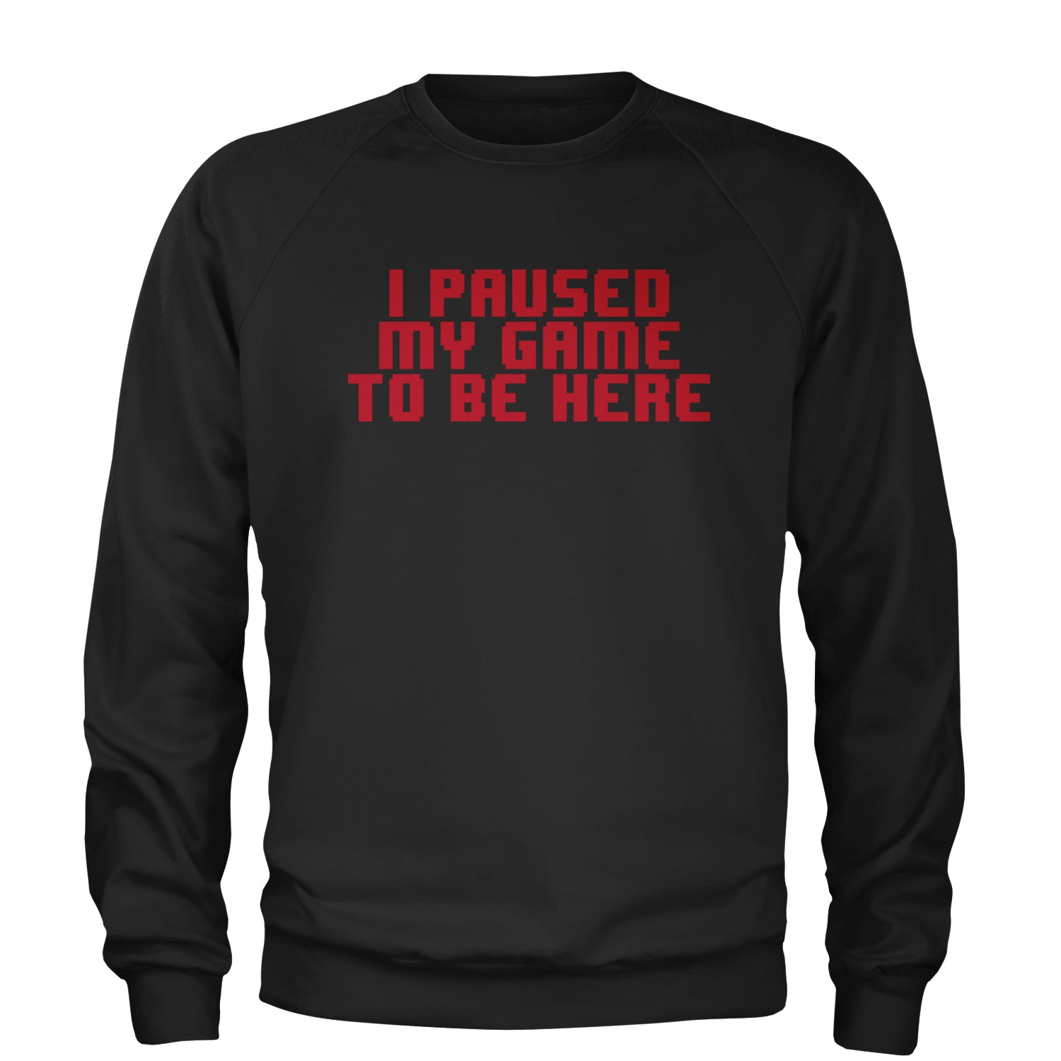 I Paused My Game To Be Here Funny Video Gamer Adult Crewneck Sweatshirt