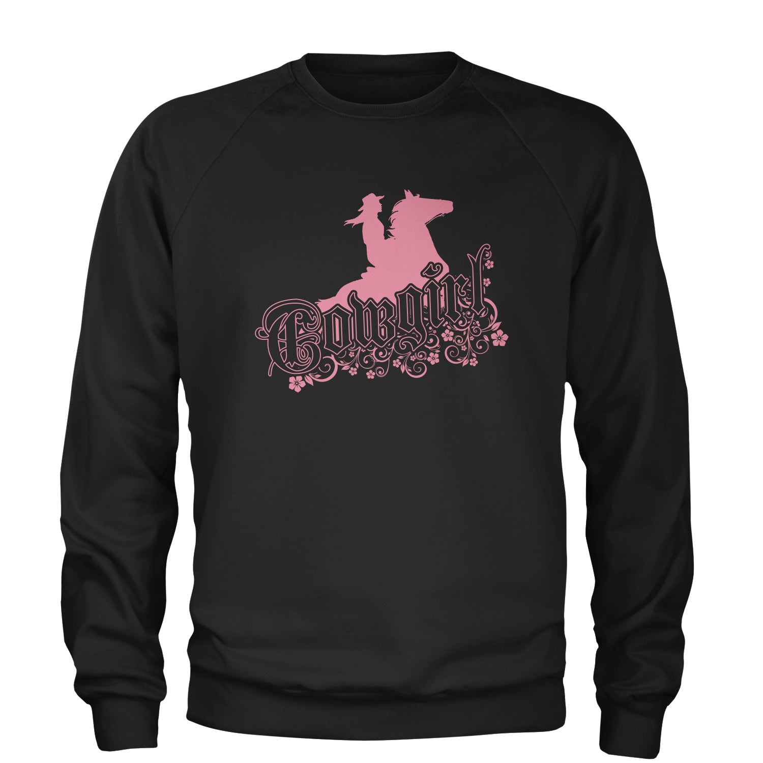 Cowgirl Riding A Horse Adult Crewneck Sweatshirt country, daughter, farmers, girl, horses by Expression Tees