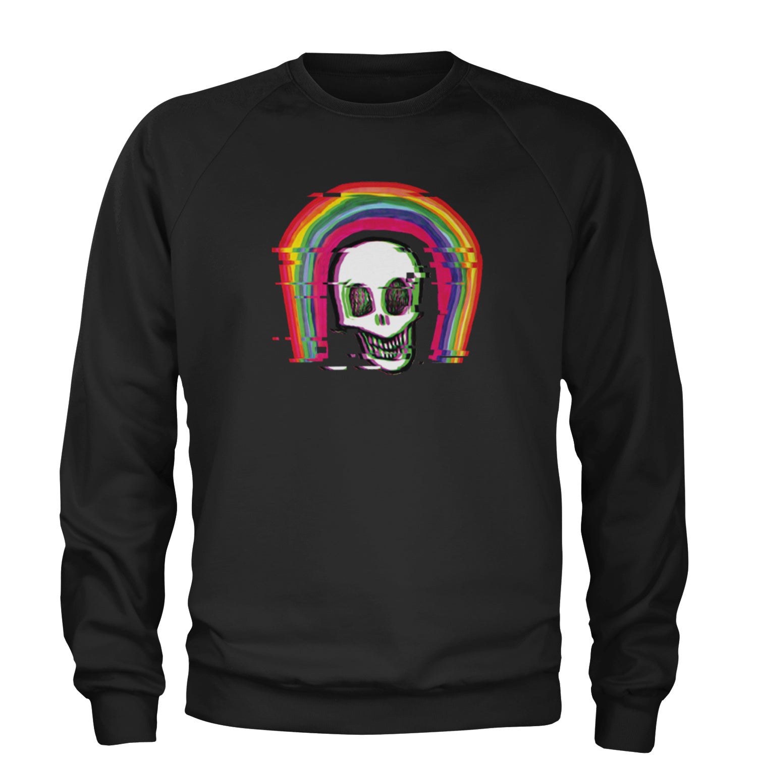 Rainbow Distorted Skull Adult Crewneck Sweatshirt
