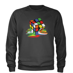 Melting Multi-Colored Cube Adult Crewneck Sweatshirt gamer, gaming, nerd, shirt by Expression Tees