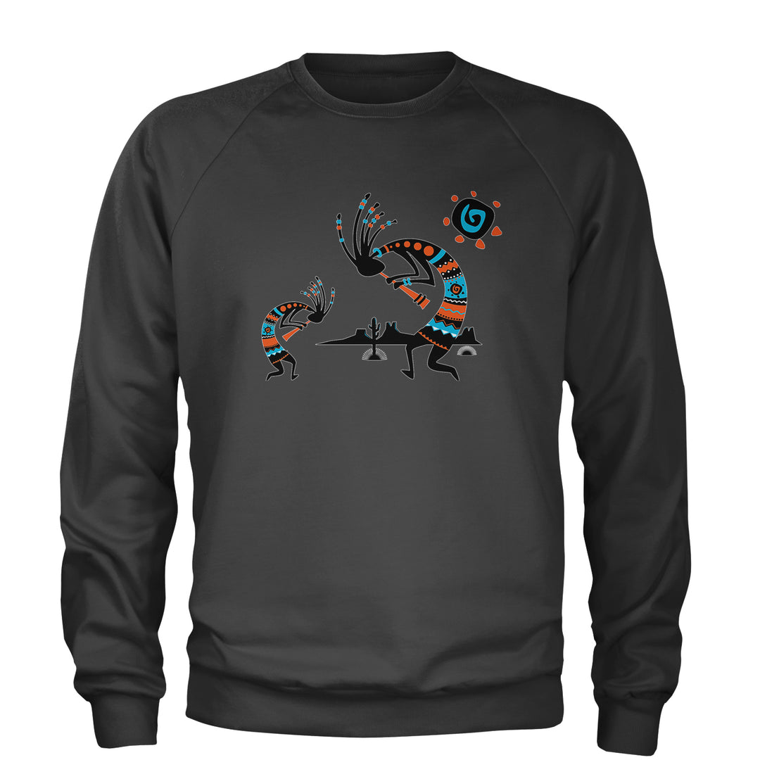 Native American Kokopelli Southwest Adult Crewneck Sweatshirt american, hopi, indian, native, navajo by Expression Tees