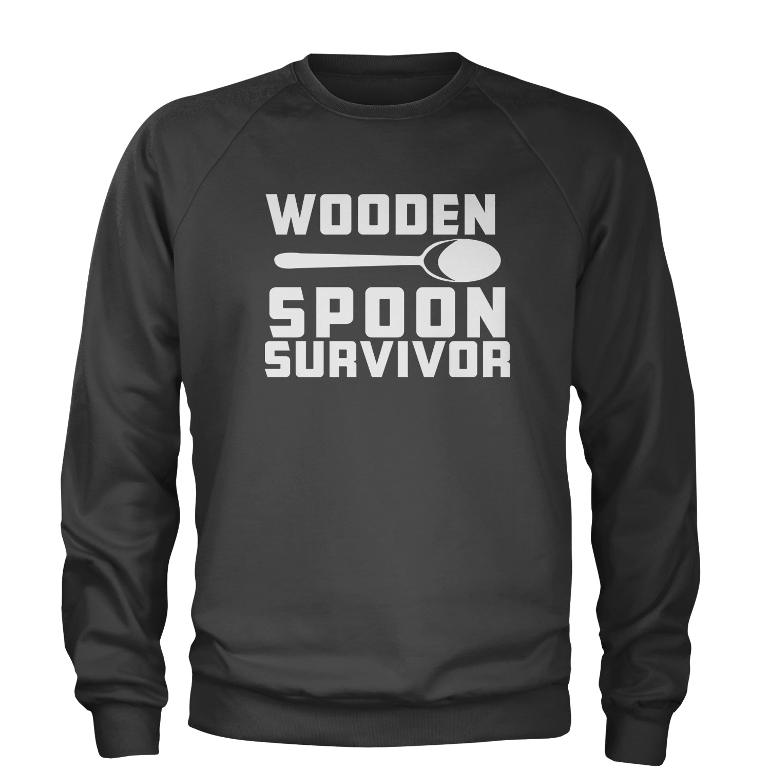 Wooden Spoon Survivor Adult Crewneck Sweatshirt funny, shirt, spoon, survivor, wooden by Expression Tees