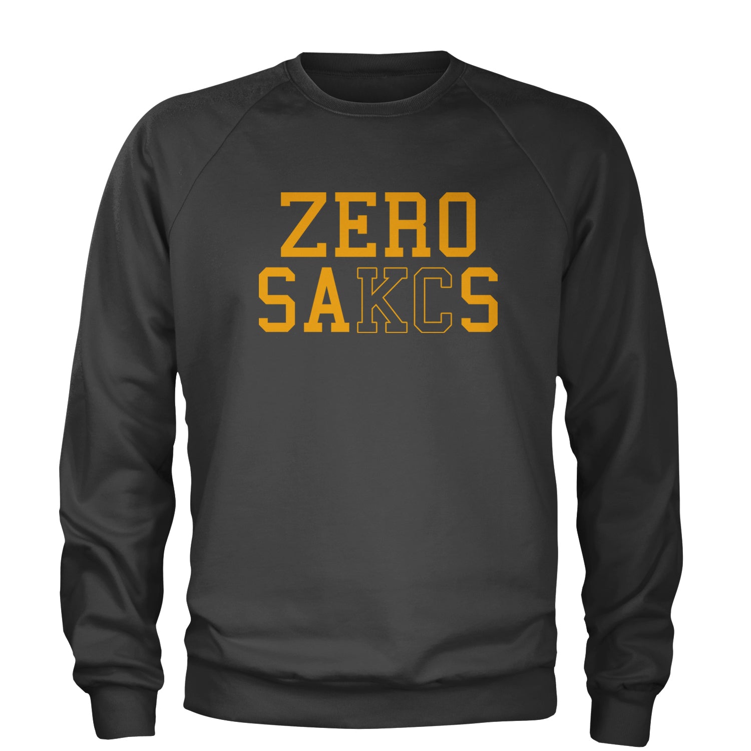 Zero Sacks Kansas City Adult Crewneck Sweatshirt ball, brown, foot, football, kelc, orlando, patrick, sacks, sakcs by Expression Tees